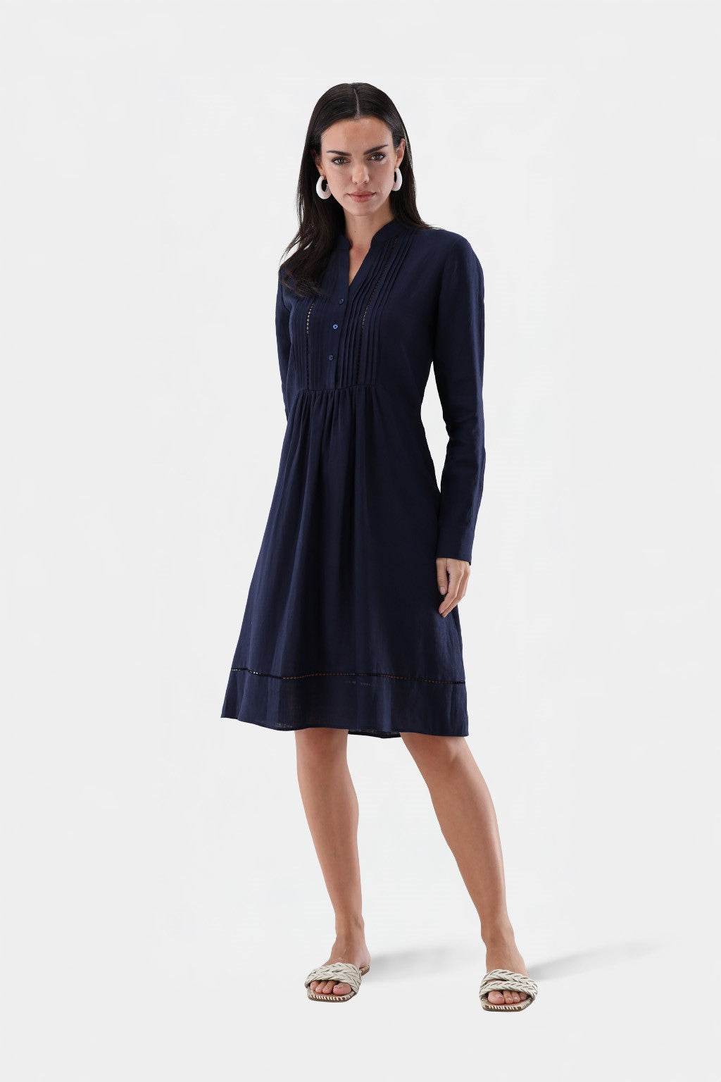 Schlupfkleid aus Leinen | mit Lochstick-Details-Kleider & Röcke-Van Laack-OUTLET-ARCHIVIST-ARCHIVE-SALE