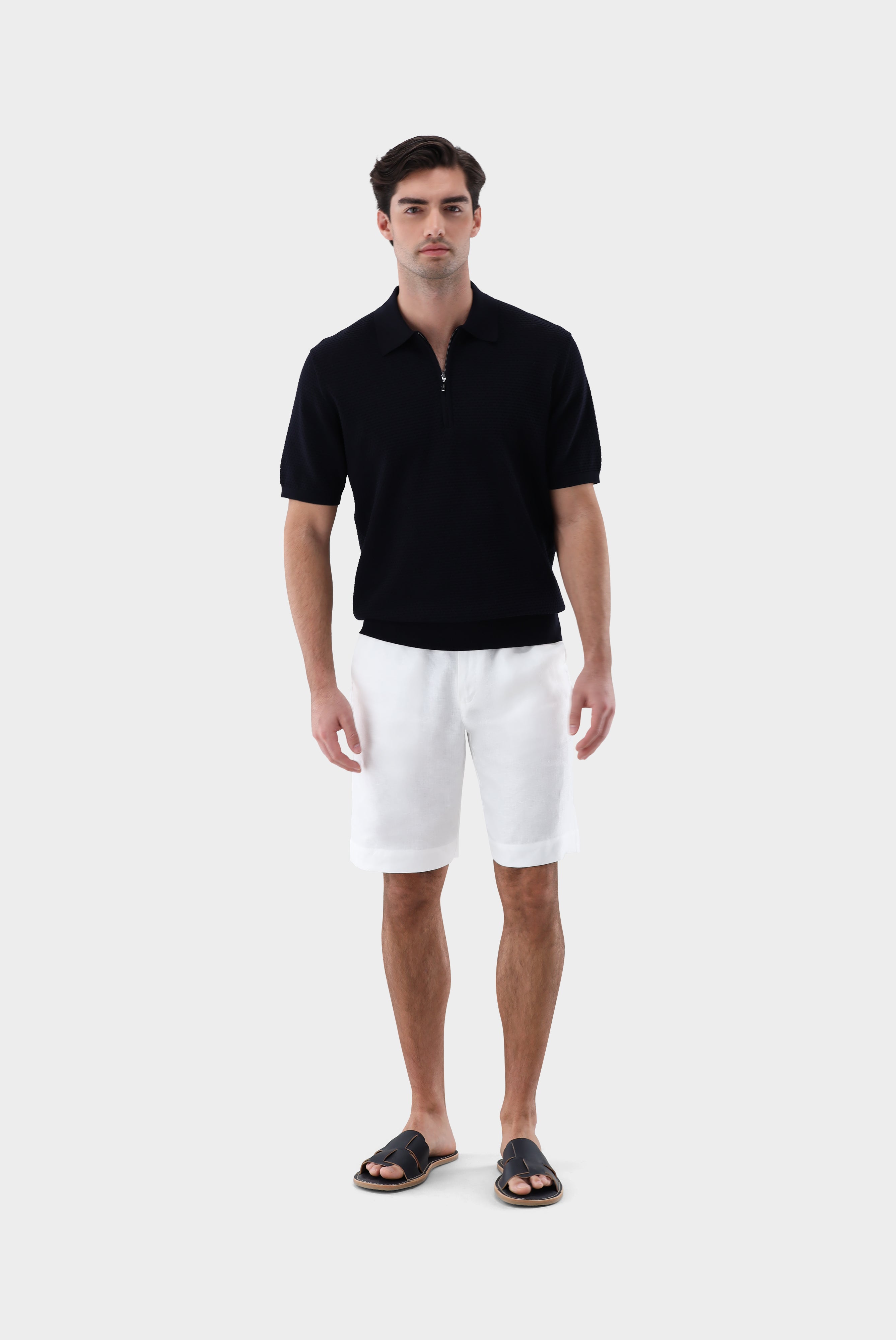 Strick Poloshirt | mit Struktur und Reisßverschluss