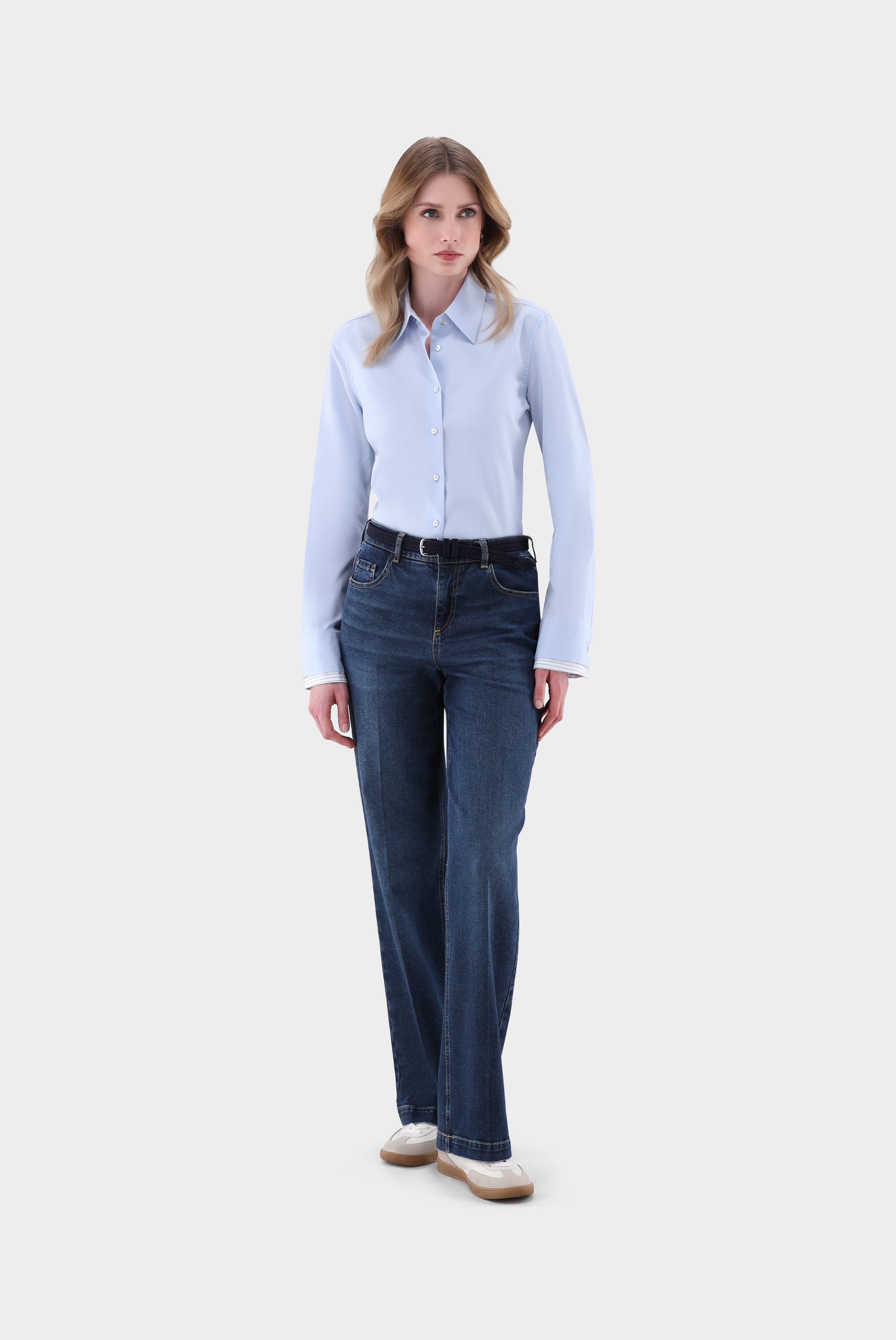 Hemdbluse | mit Doppelmanschette und Kontrasten