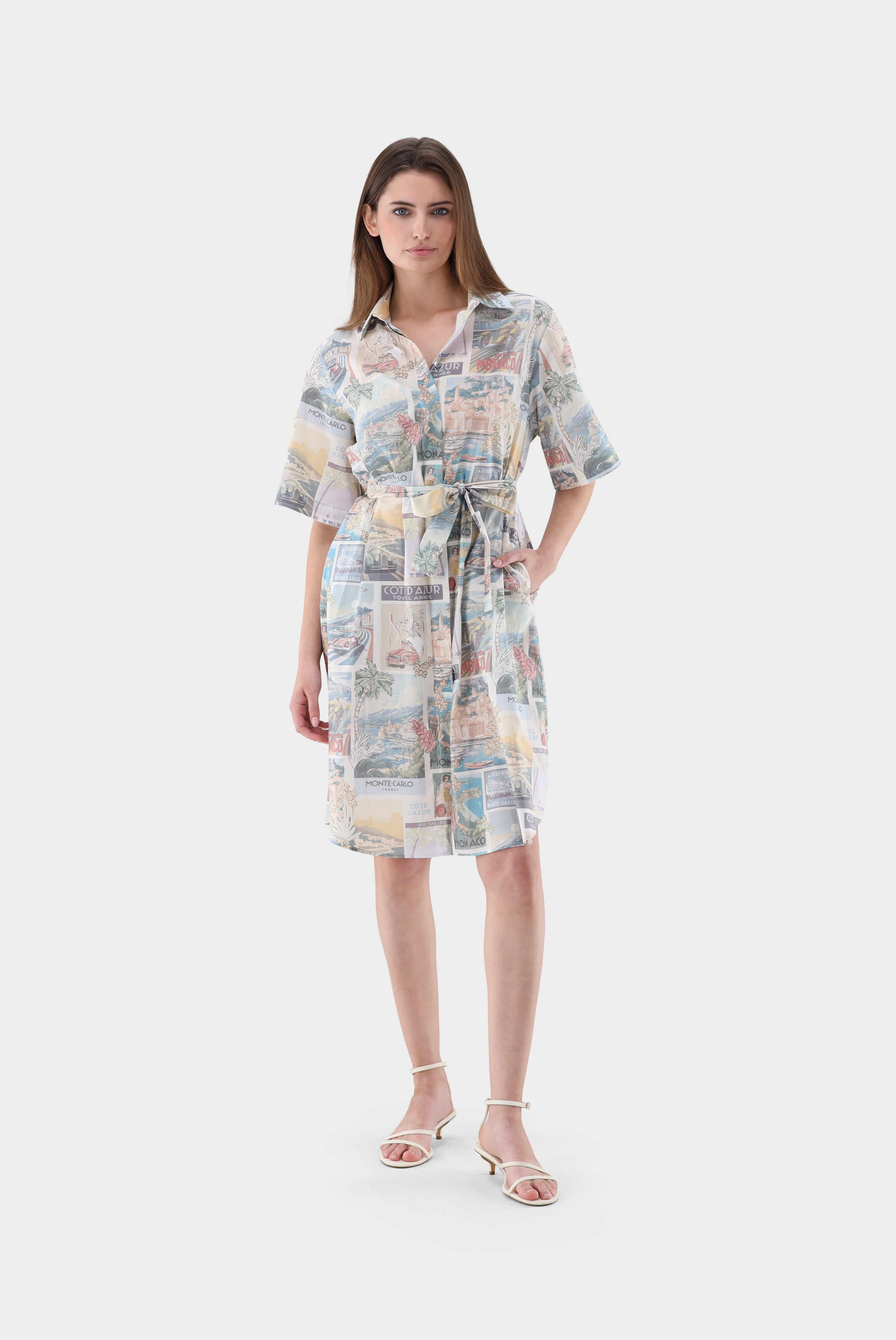 Knielanges Hemdblusenkleid | mit Print
