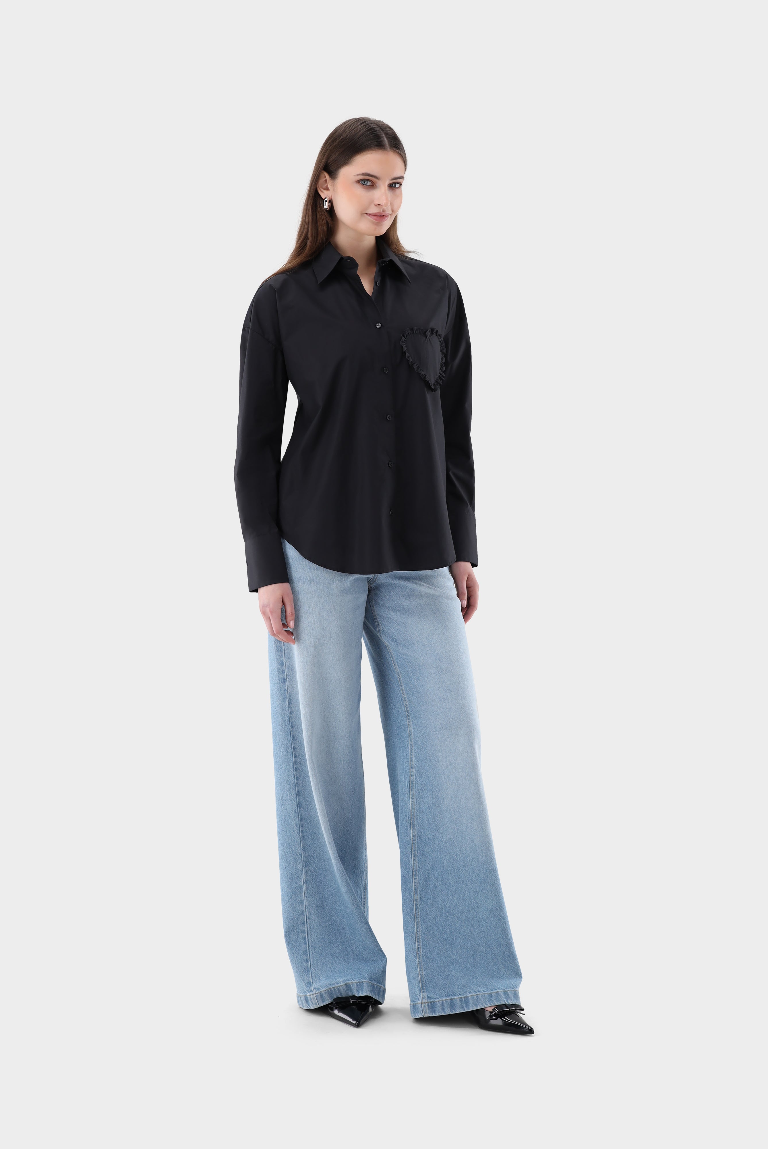 Hemdbluse | mit Herz-Tasche