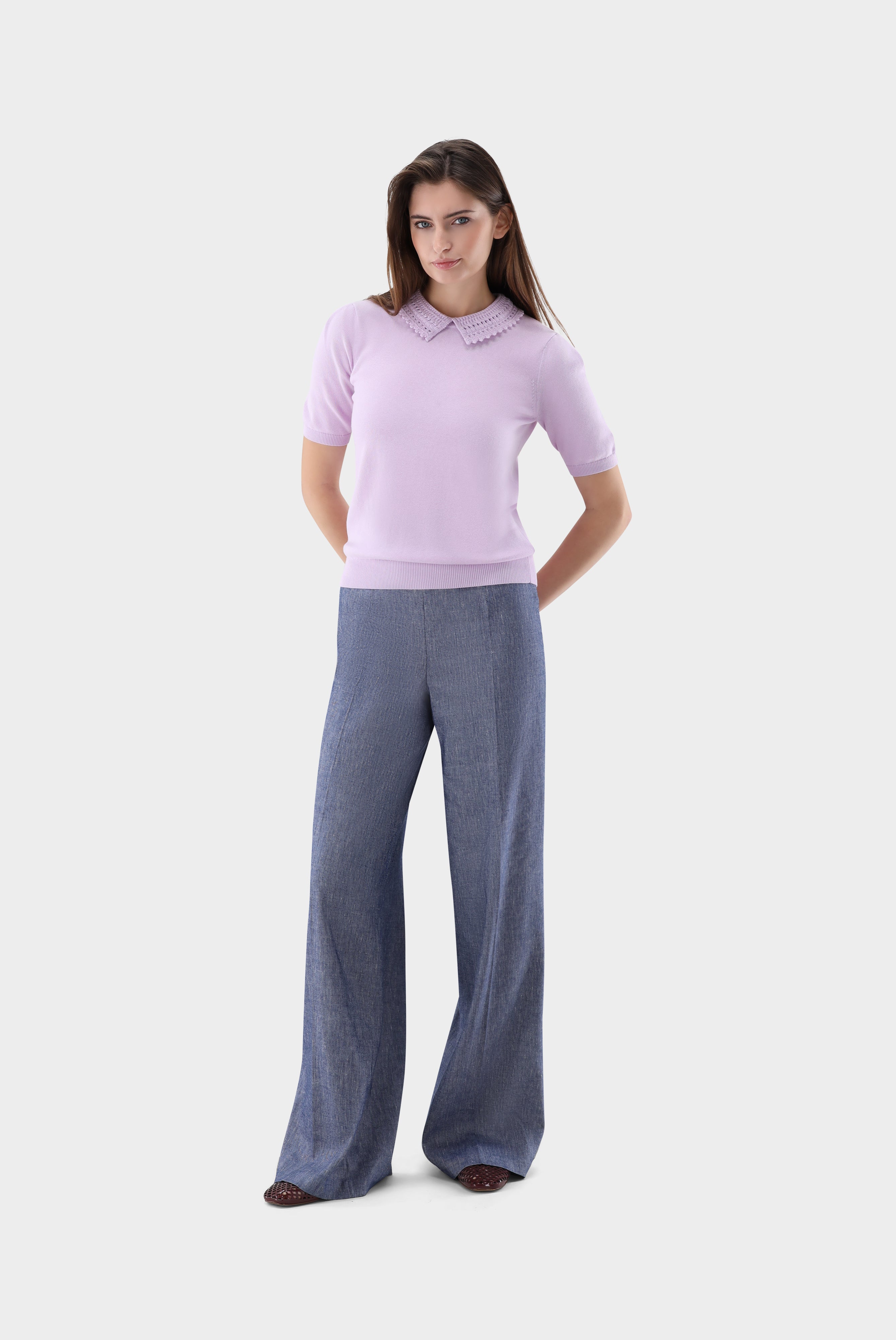Strick Poloshirt | mit Häkel-Kragen-UNDEFINIERT-Van Laack-OUTLET-ARCHIVIST-ARCHIVE-SALE