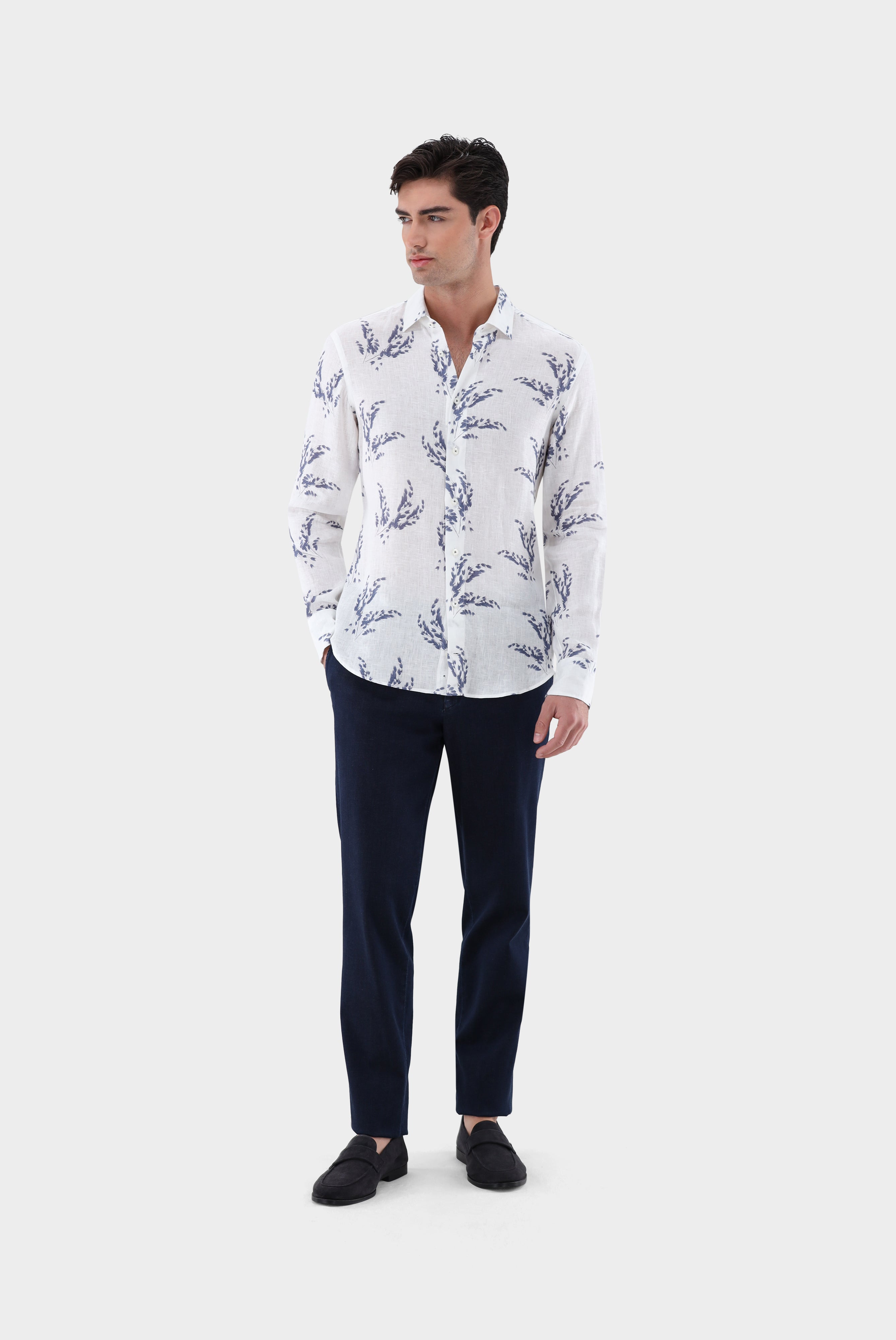 Leinen | Hemd mit Druck Tailor Fit-Hemden & Blusen-Van Laack-OUTLET-ARCHIVIST-ARCHIVE-SALE