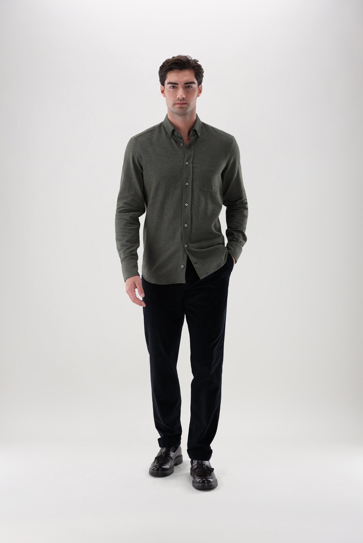 Flanellhemd | mit Button-Down-Kragen