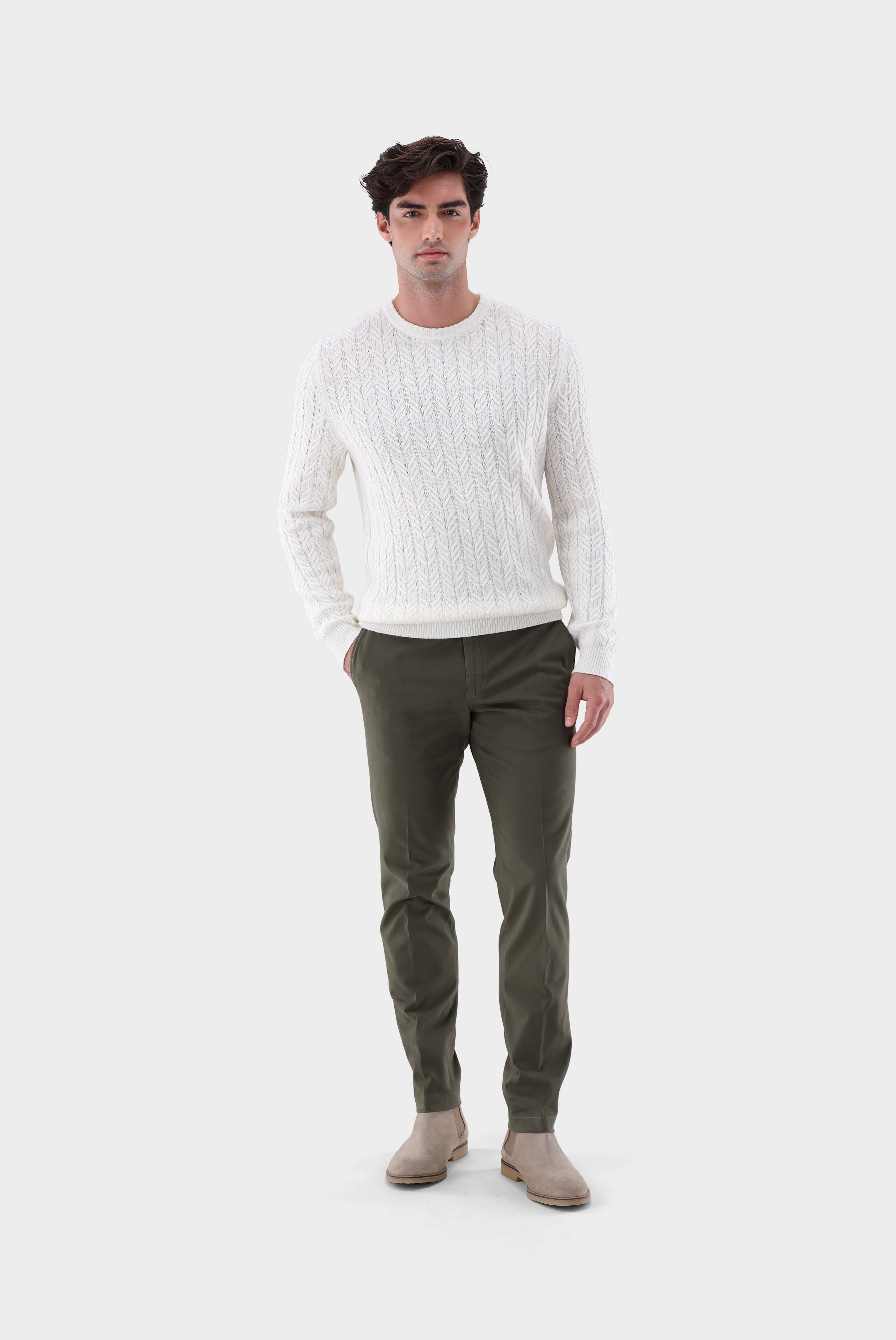 Rundhalspullover | mit Zopfstrick und Kaschmir-Strick & Pullover-Van Laack-OUTLET-ARCHIVIST-ARCHIVE-SALE