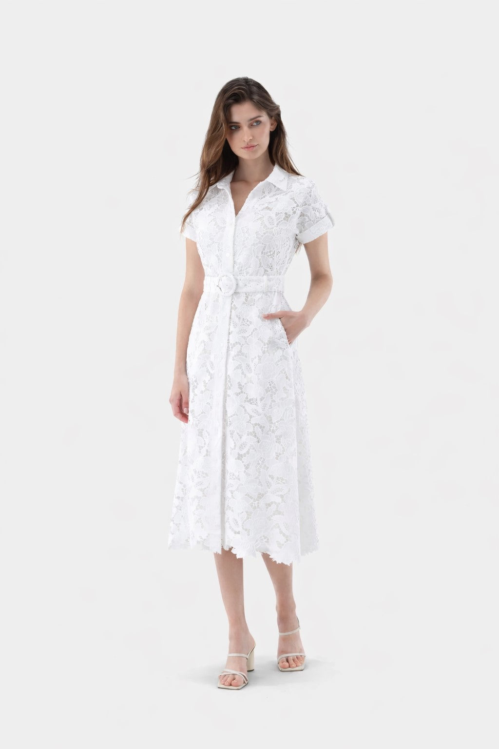 Midi-Hemdblusenkleid | aus weicher Spitze