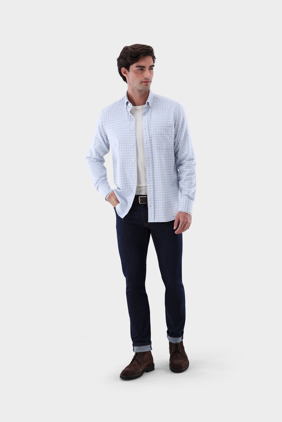 Flanellhemd | kariert Tailor Fit-Hemden & Blusen-Van Laack-OUTLET-ARCHIVIST-ARCHIVE-SALE