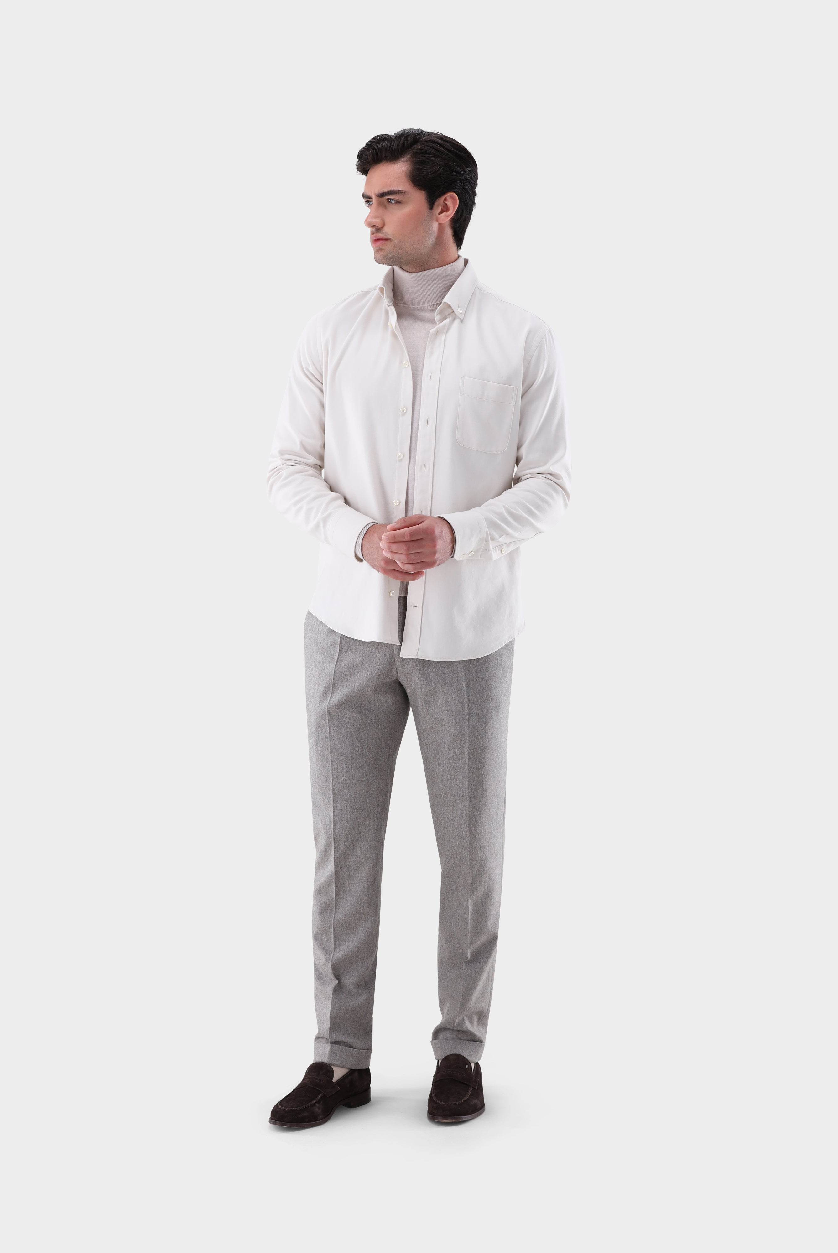 Flanellhemd | mit Button-Down Kragen Slim Fit-Hemden & Blusen-Van Laack-OUTLET-ARCHIVIST-ARCHIVE-SALE