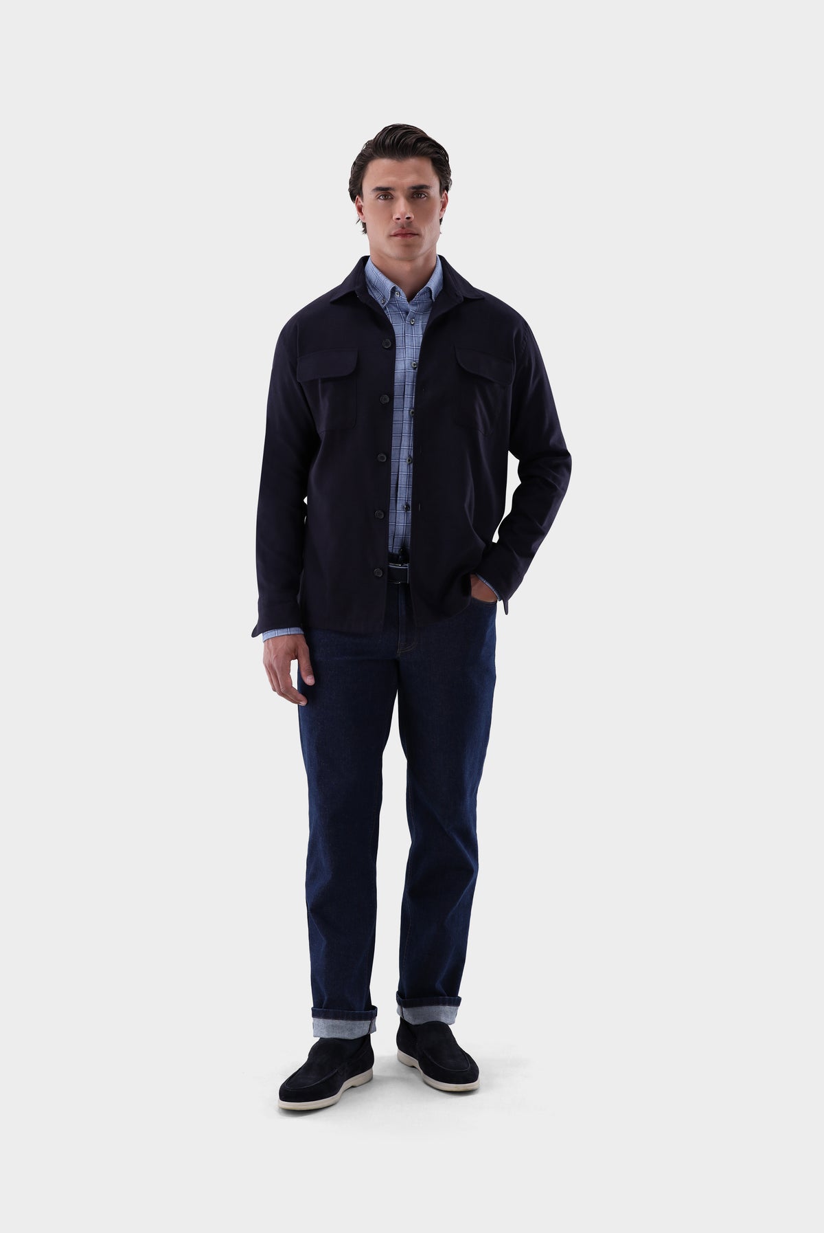 Hemdjacke | unifarben mit Brusttaschen-Hemden & Blusen-Van Laack-OUTLET-ARCHIVIST-ARCHIVE-SALE
