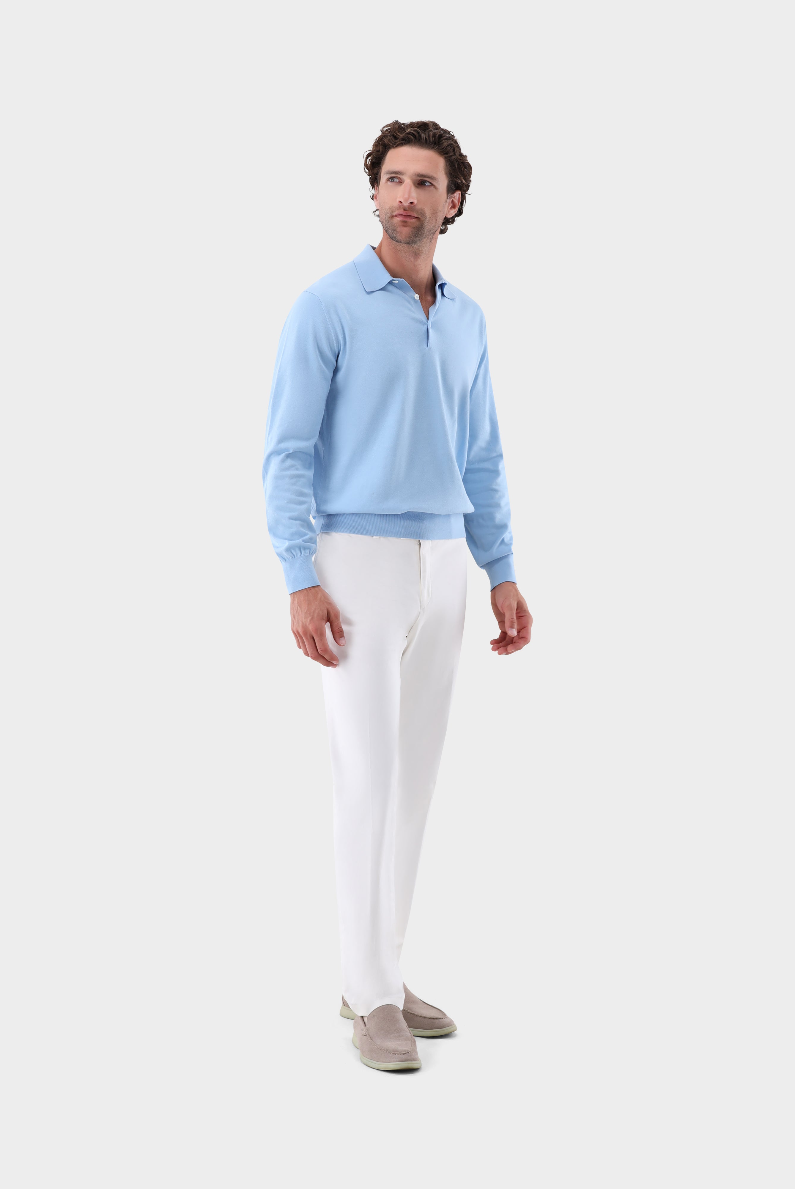 Langarm Strick-Poloshirt | mit Baumwolle und Seide-Strick & Pullover-Van Laack-OUTLET-ARCHIVIST-ARCHIVE-SALE