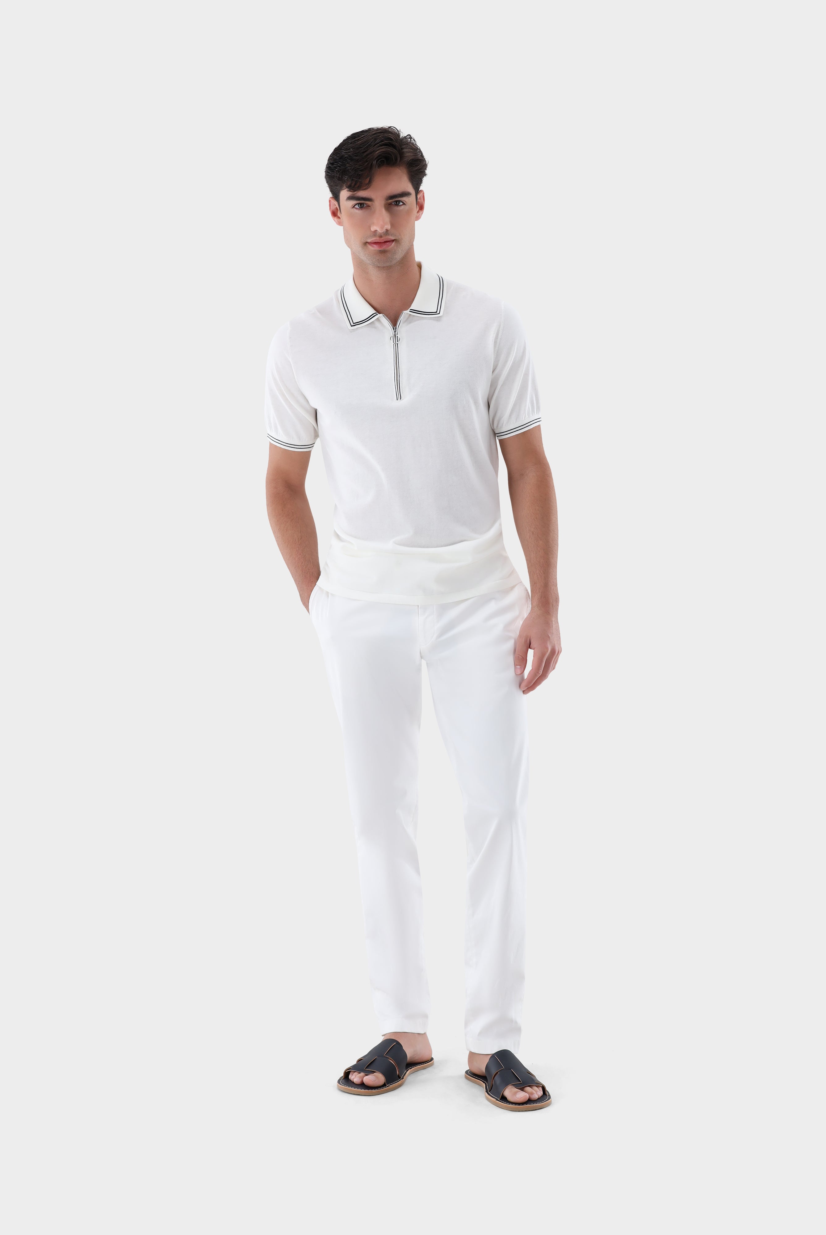 Van Laack-Poloshirt | mit Reißverschluss aus Air Cotton-Shirts-Black-Deal-Outlet-by-ARCHIVIST