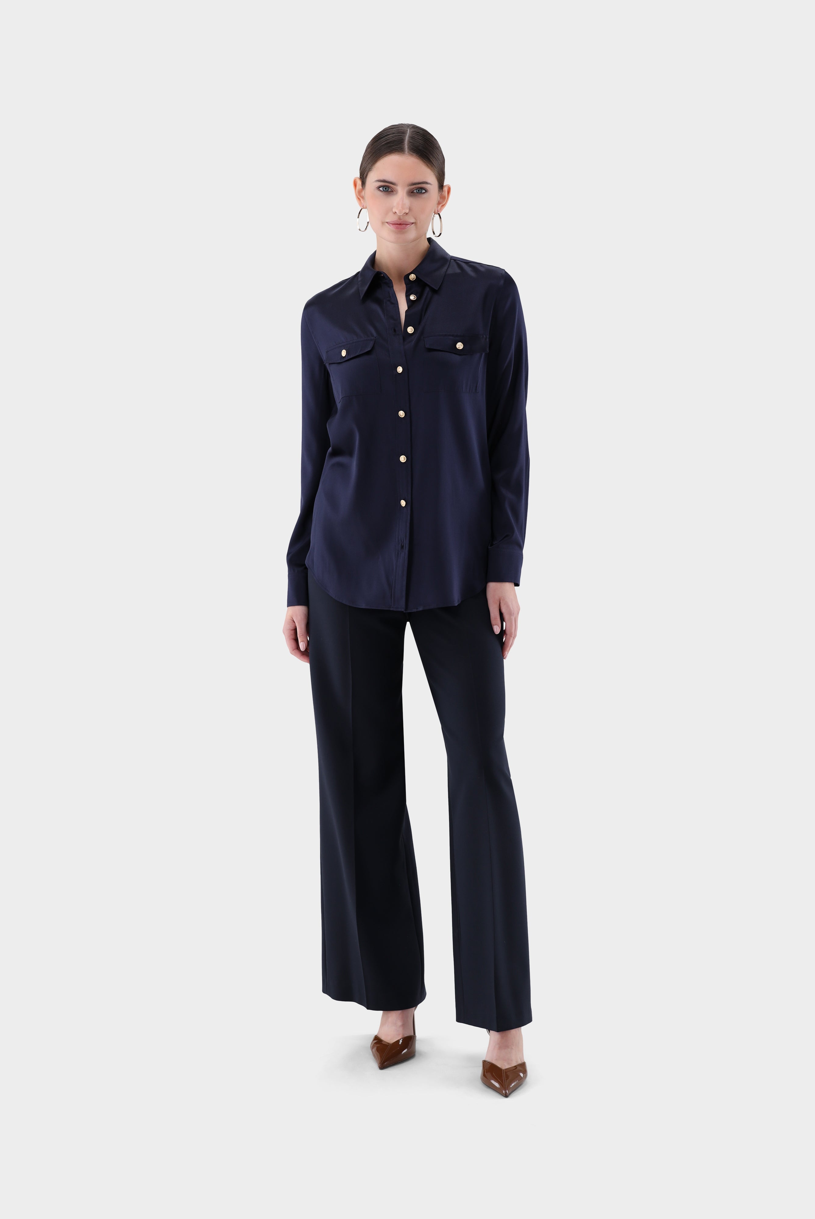 Taillierte | Hemdbluse aus Seide mit Brusttaschen-Hemden & Blusen-Van Laack-OUTLET-ARCHIVIST-ARCHIVE-SALE