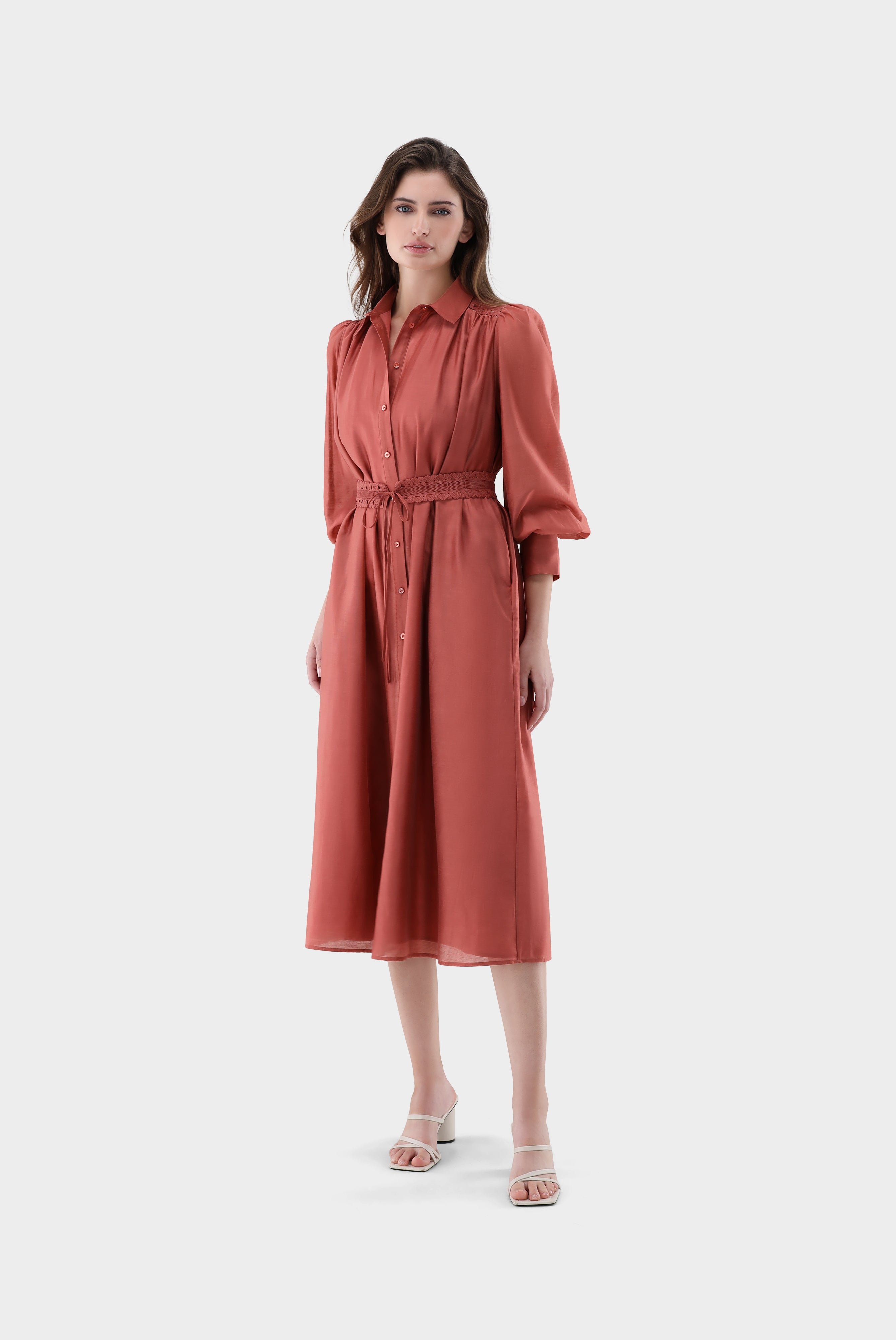 Midi-Hemdblusenkleid | mit Leinen und Tencel™