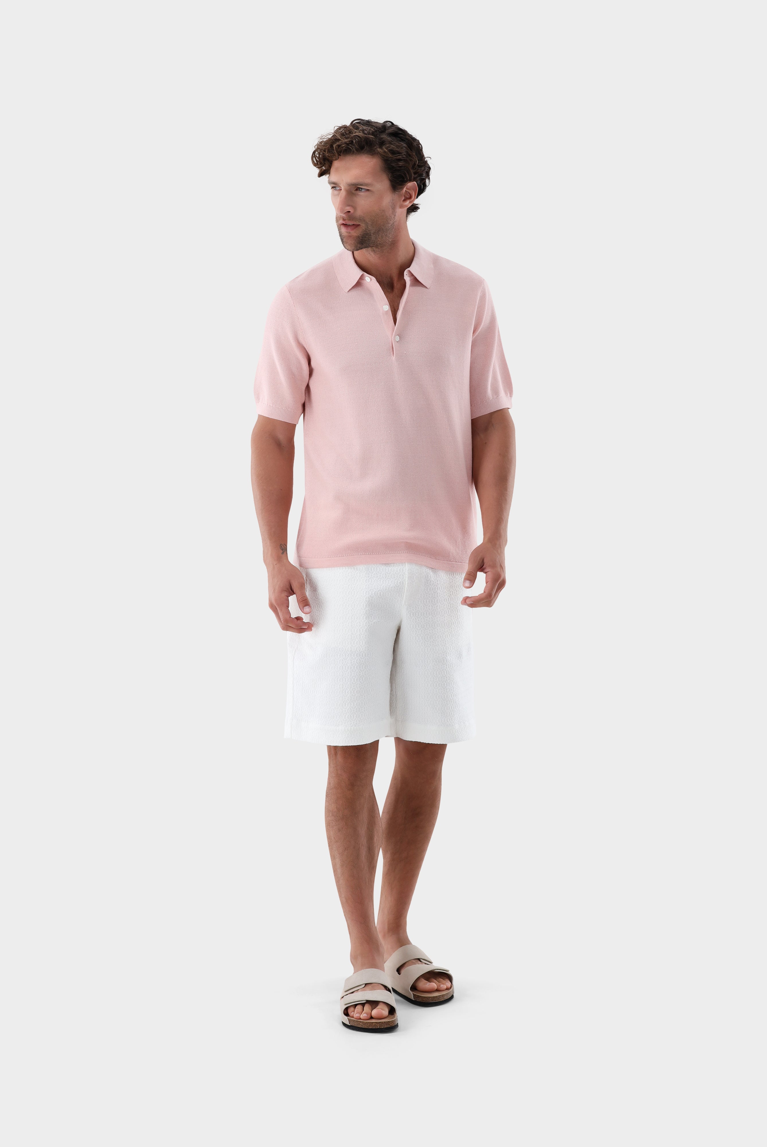 Strick-Poloshirt | mit Reiskorn Optik