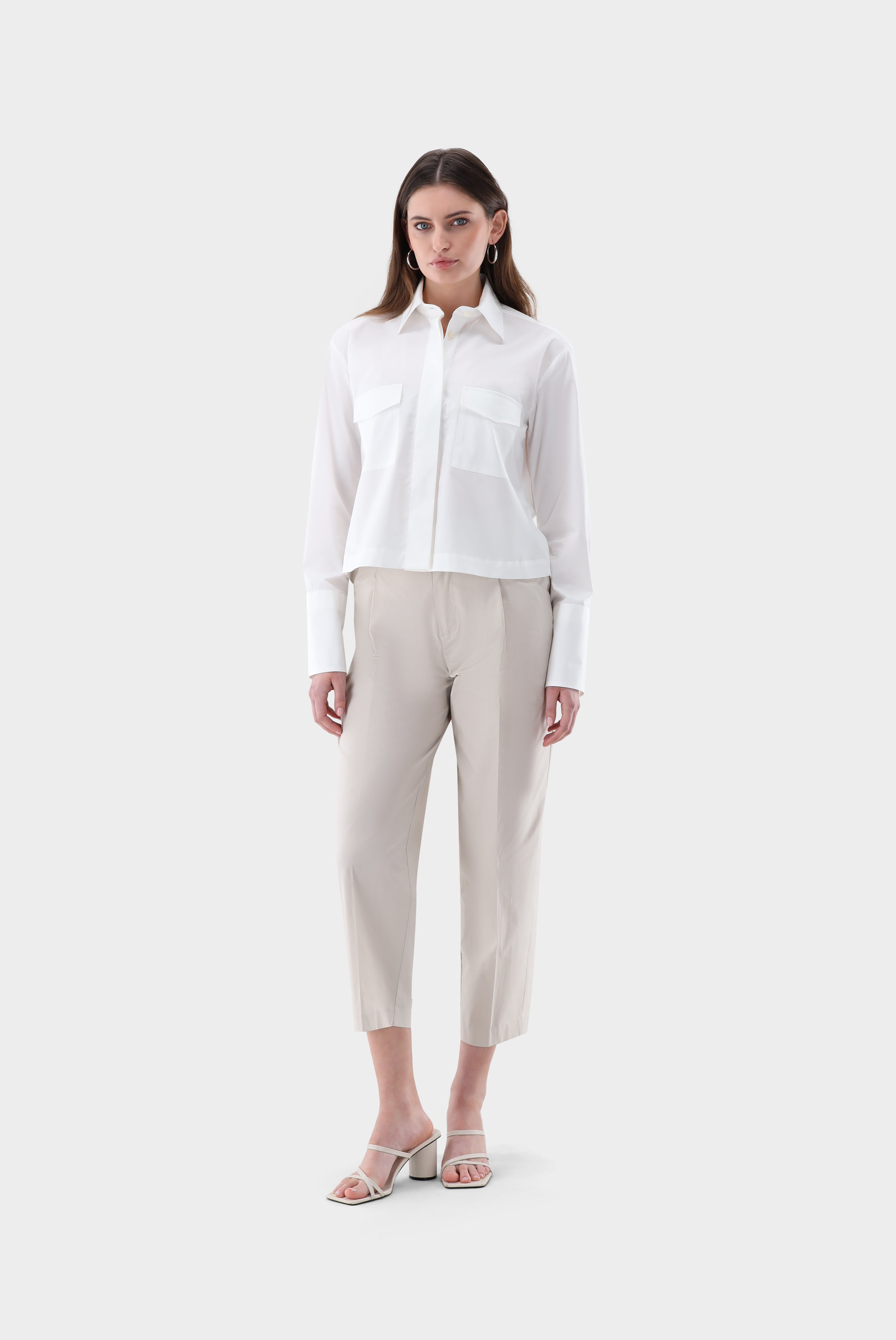 Cropped Bluse | mit Brusttaschen