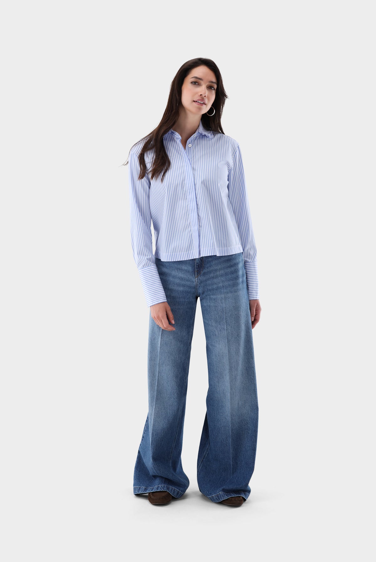 Cropped Hemdbluse | mit Rüschen