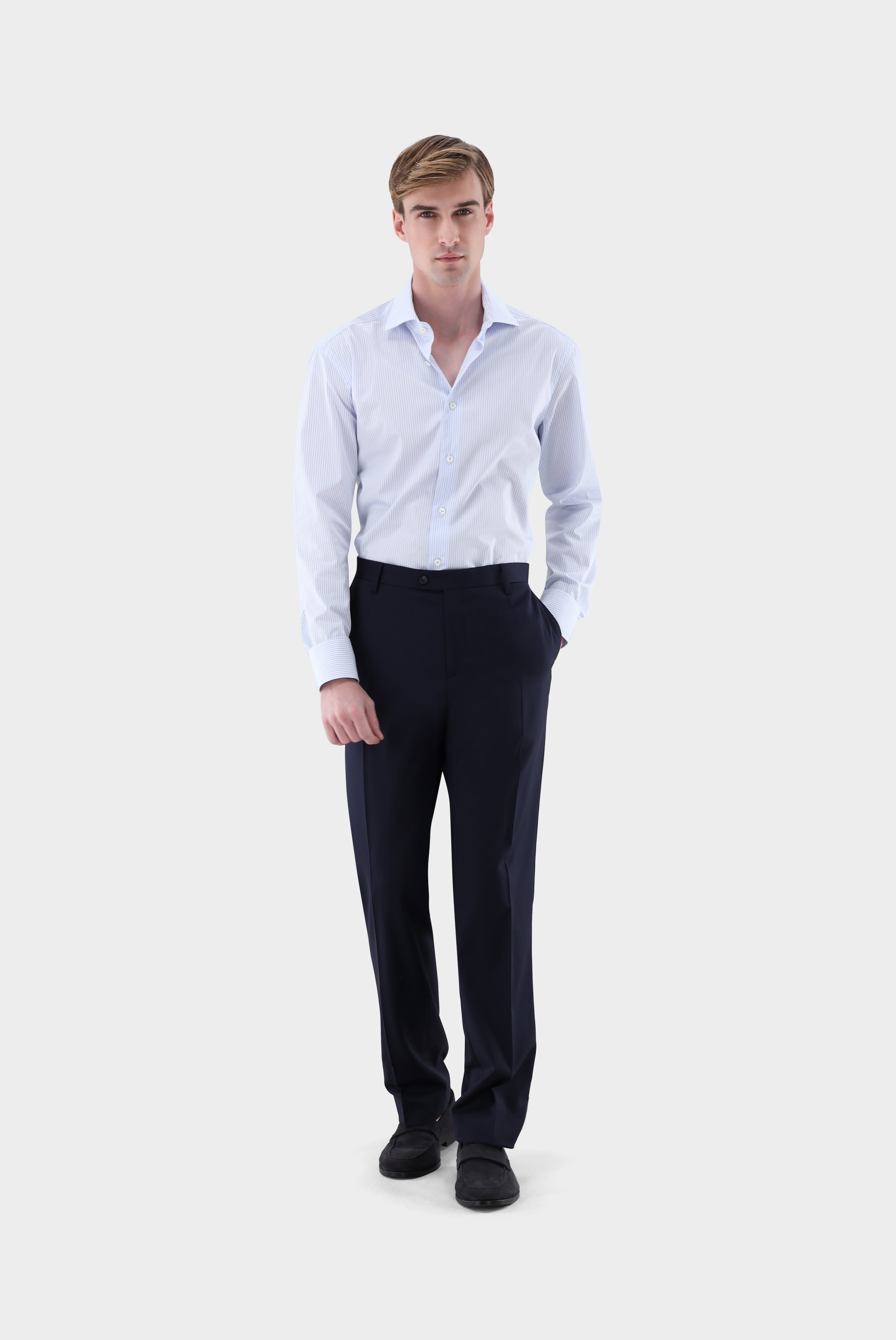 Gestreiftes Businesshemd | aus Twill Gewebe Slim Fit