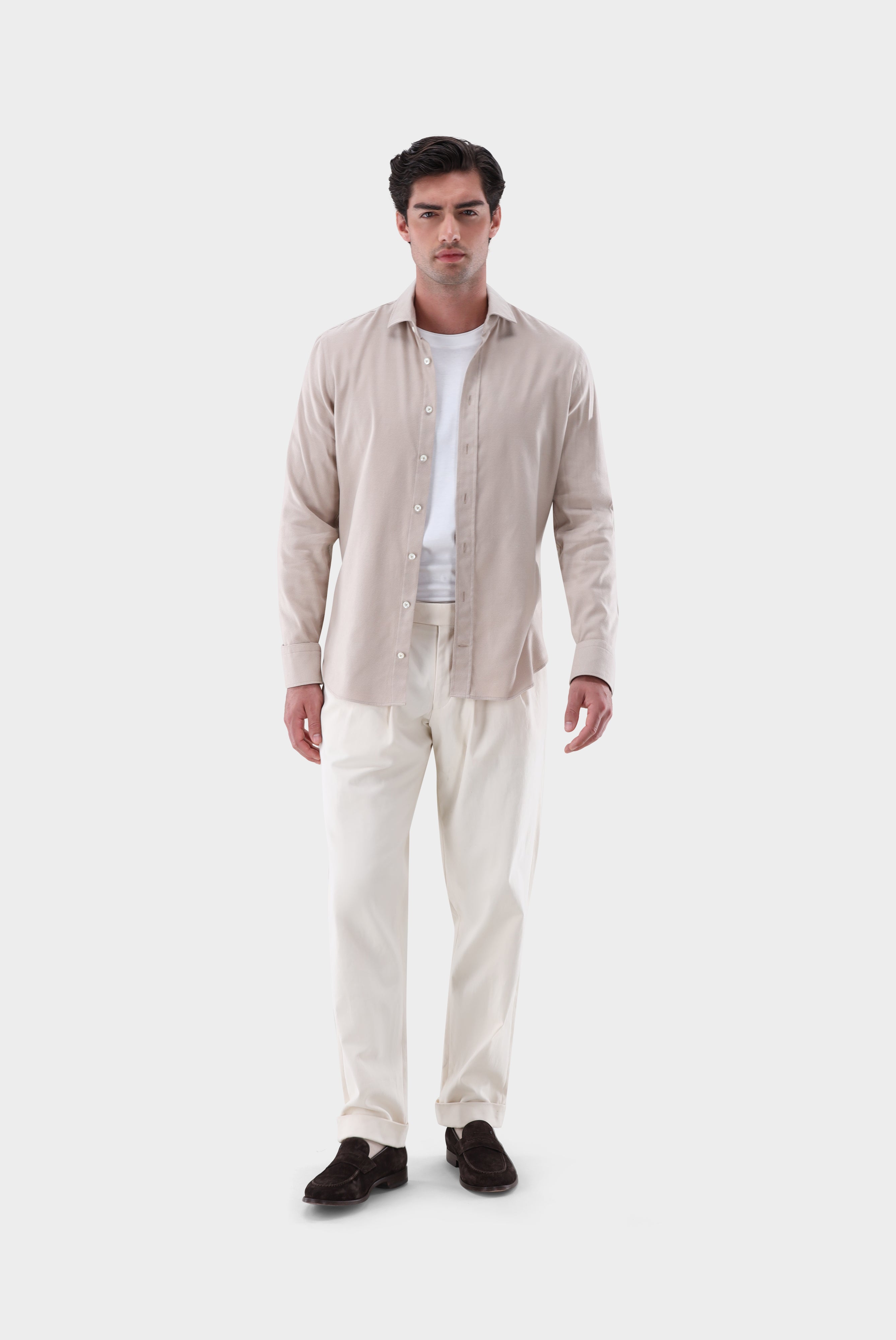 Flanellhemd | mit Fischgräten-Muster Slim Fit-Hemden & Blusen-Van Laack-OUTLET-ARCHIVIST-ARCHIVE-SALE