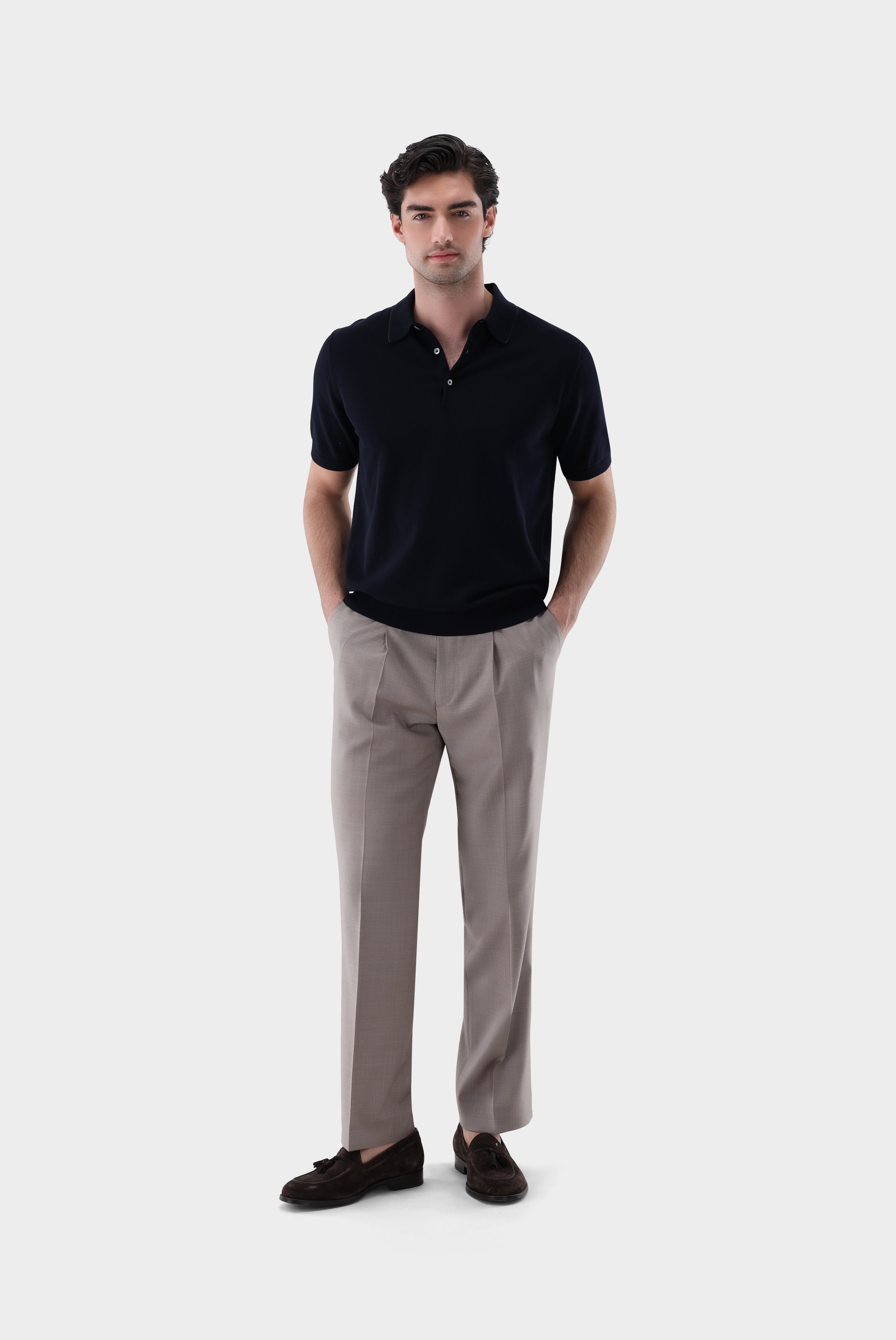 Strick Poloshirt mit Detail | aus Air Cotton