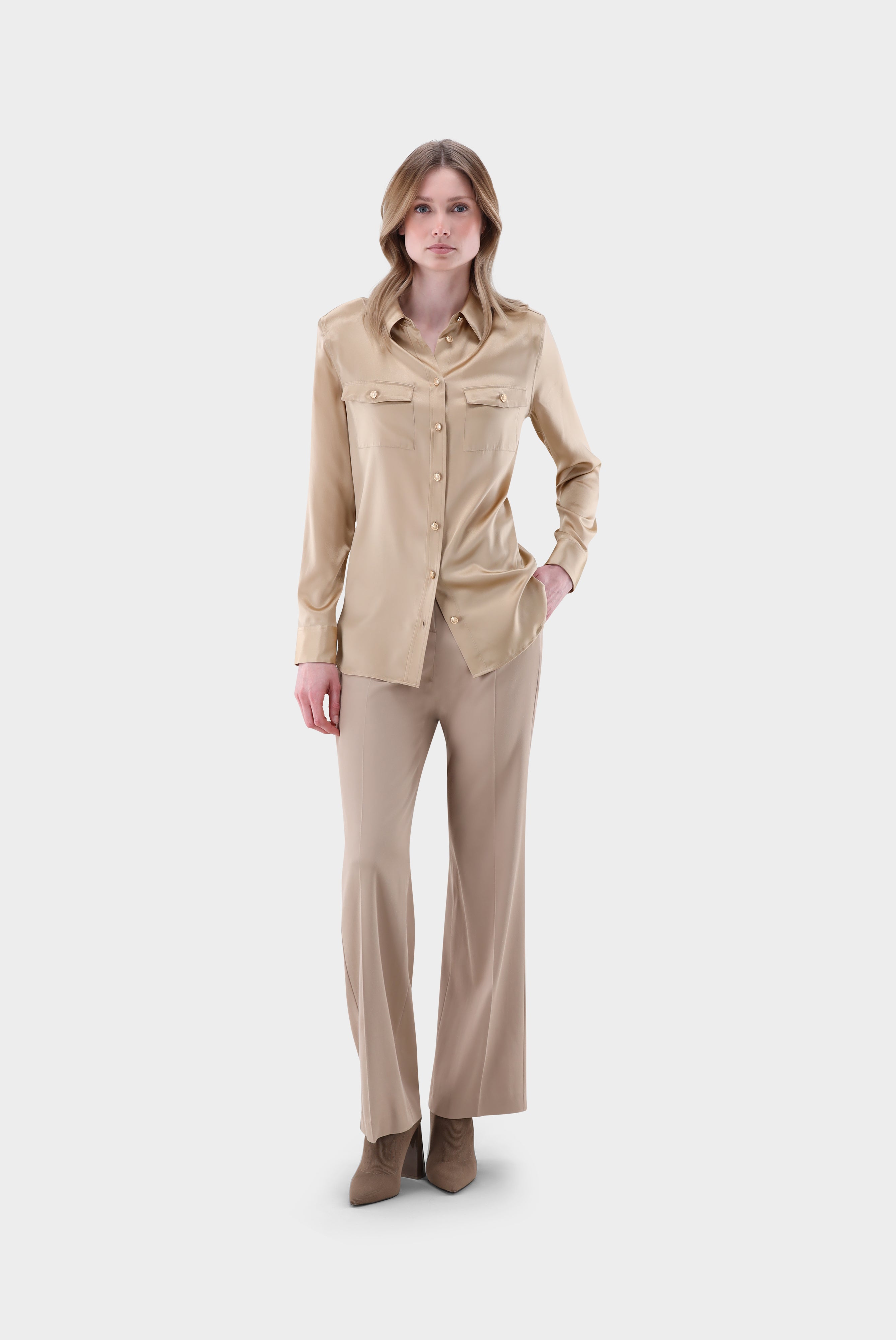 Hose | mit weitem Bein und mittelhohem Bund