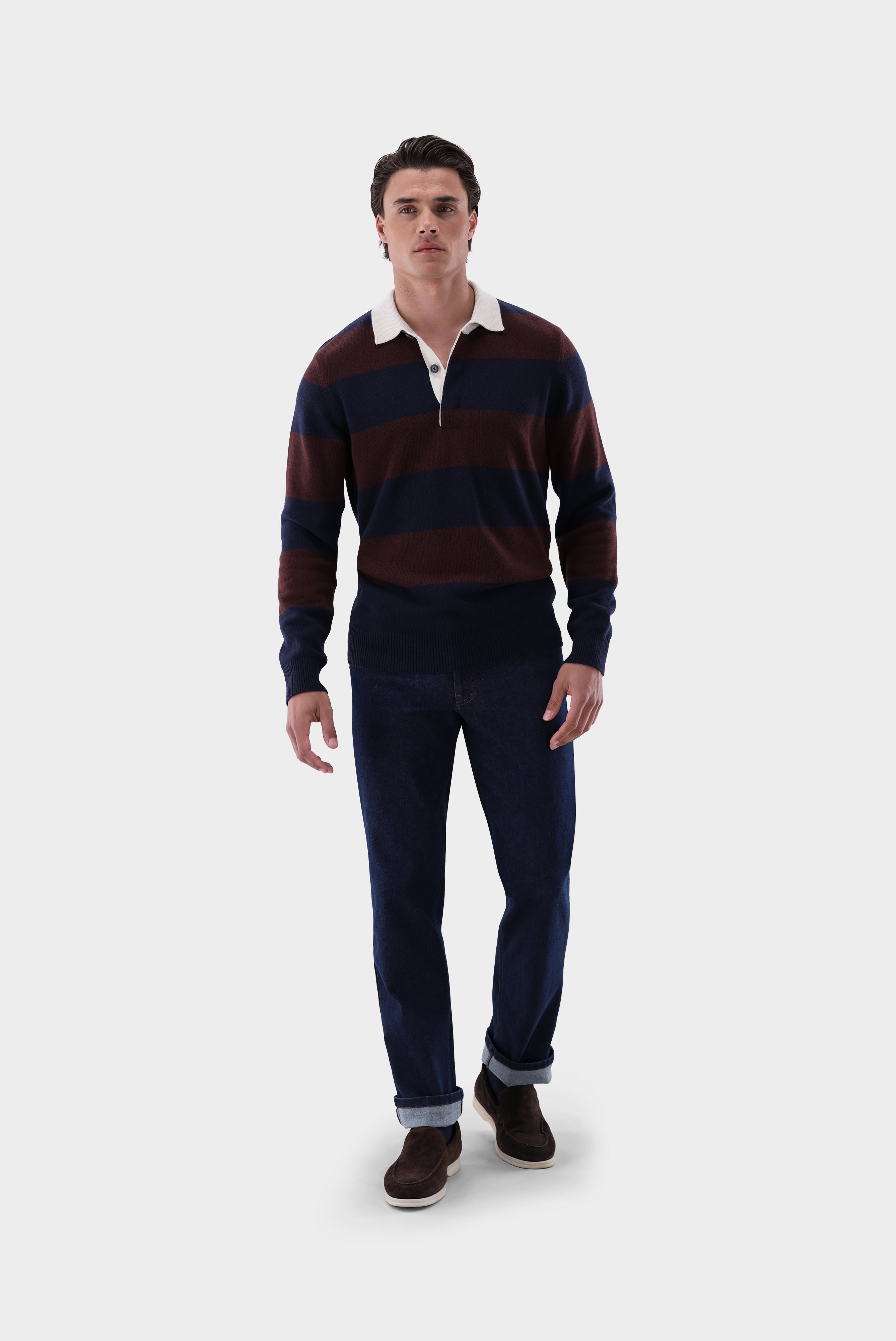 Rugbyshirt | gestrickt mit Kaschmir-Strick & Pullover-Van Laack-OUTLET-ARCHIVIST-ARCHIVE-SALE