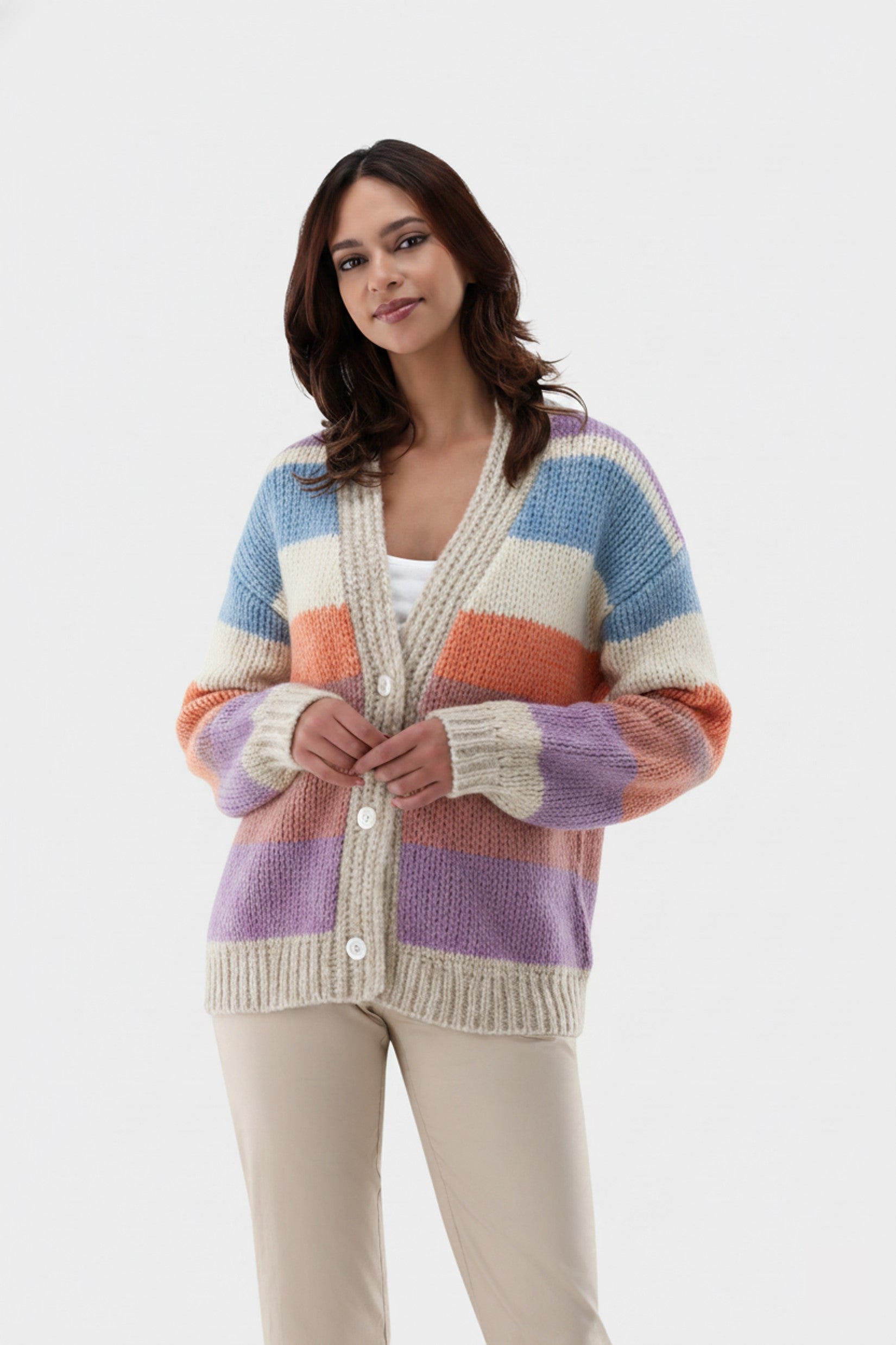 Strickjacke | bunt mit lockerer Passform
