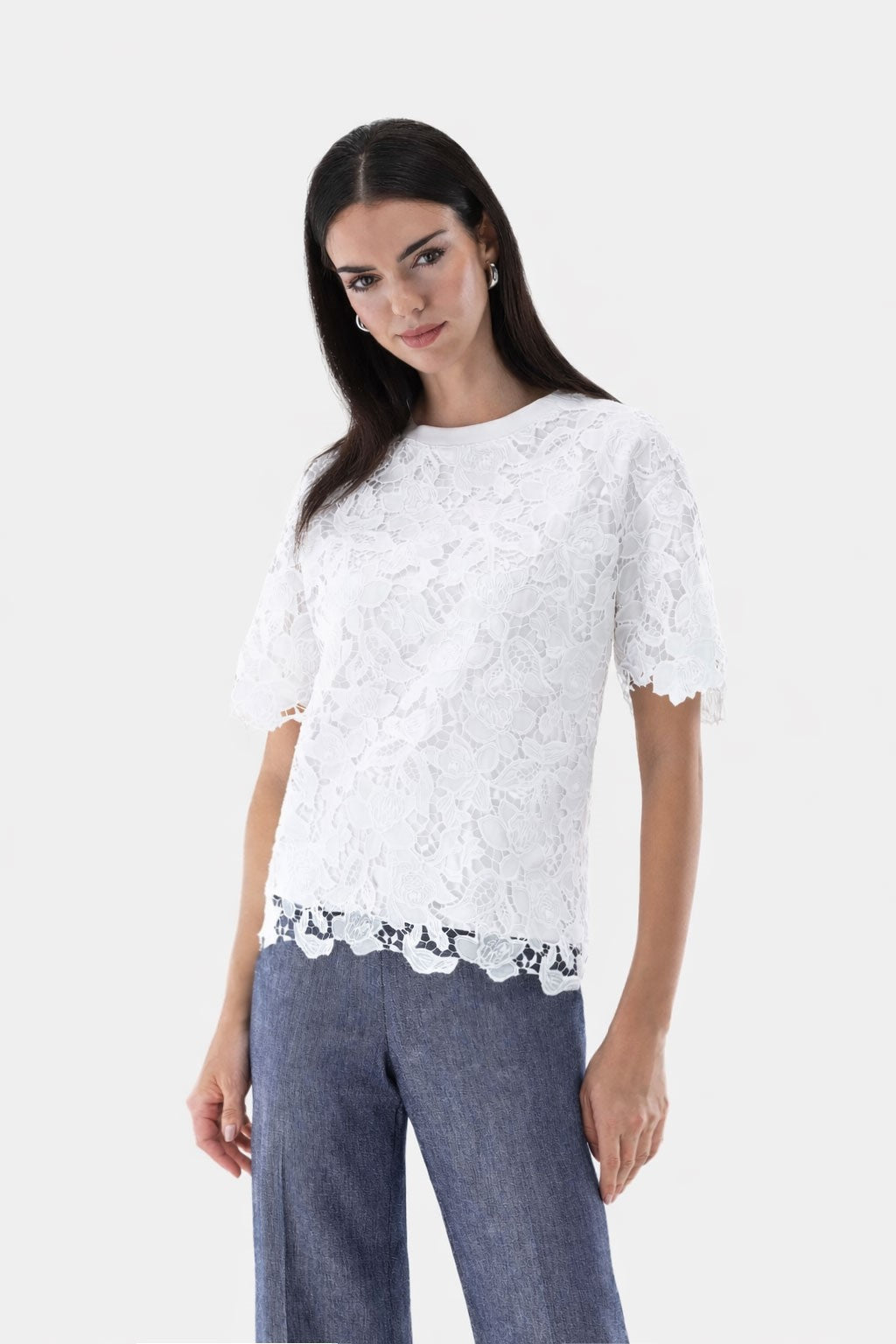T-Shirt aus Spitze | locker geschnitten