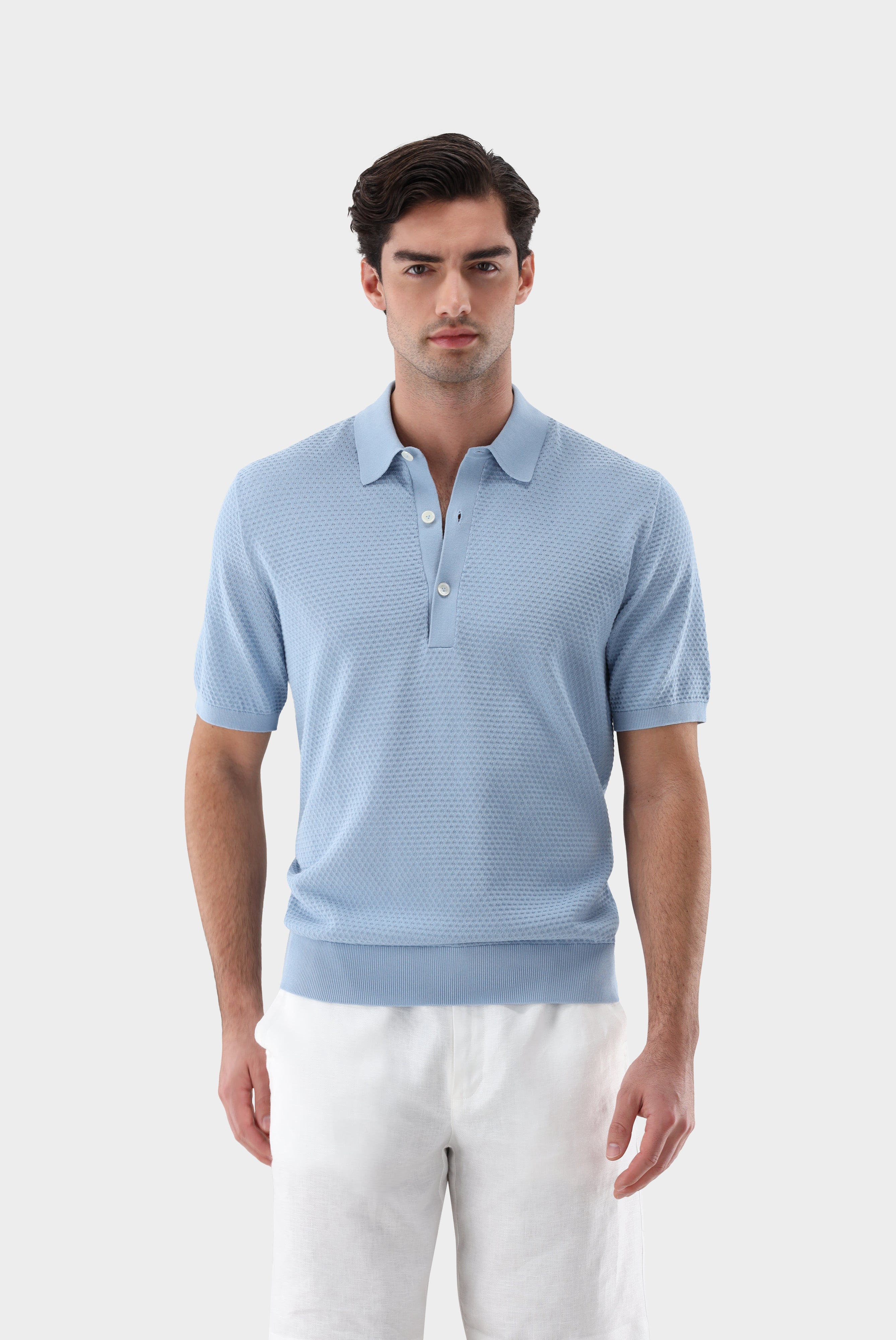 Strick Poloshirt | mit Struktur aus Air Cotton
