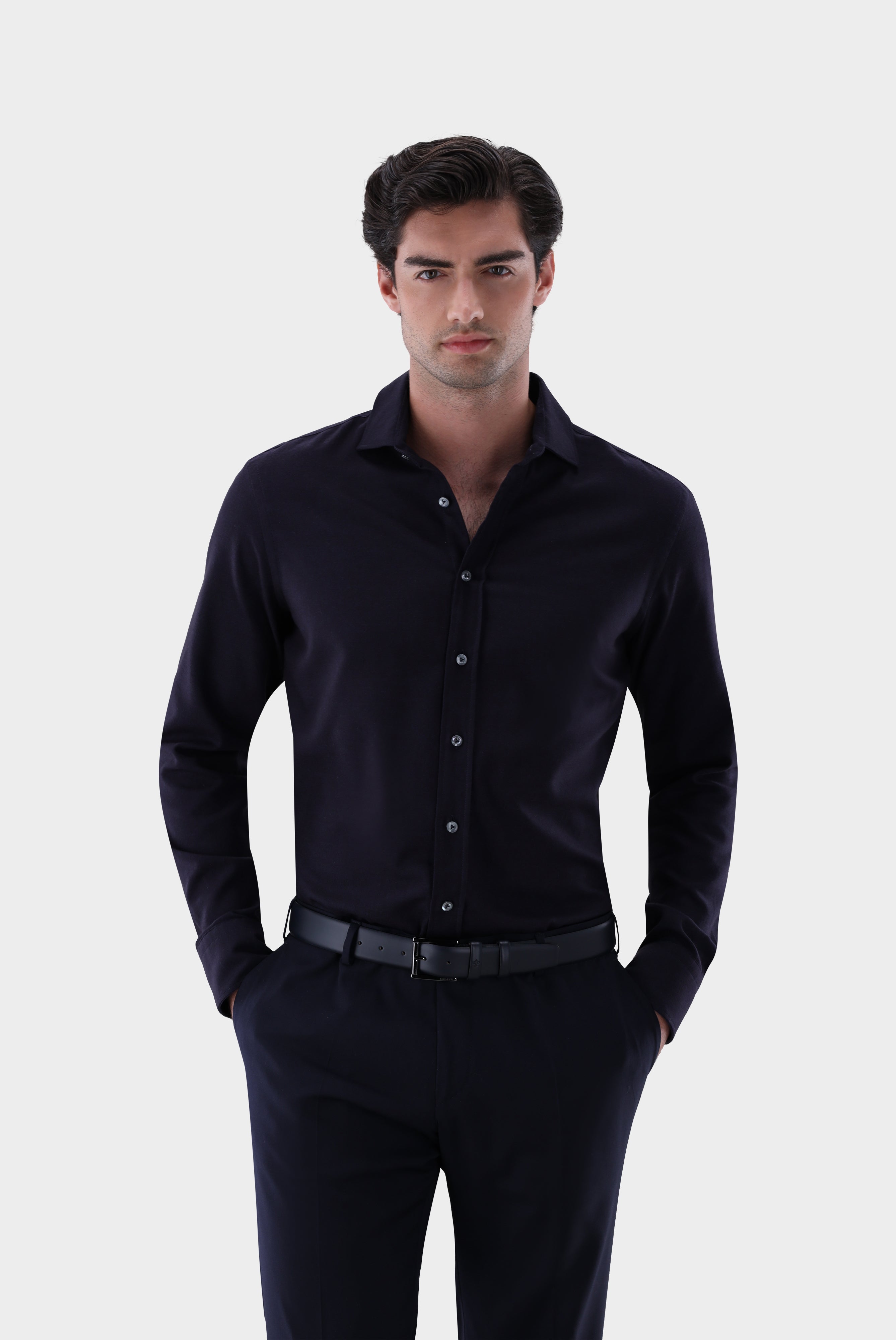 Flanellhemd | mit Kontrast Tailor Fit-Hemden & Blusen-Van Laack-OUTLET-navy-S-ARCHIVIST-ARCHIVE-SALE