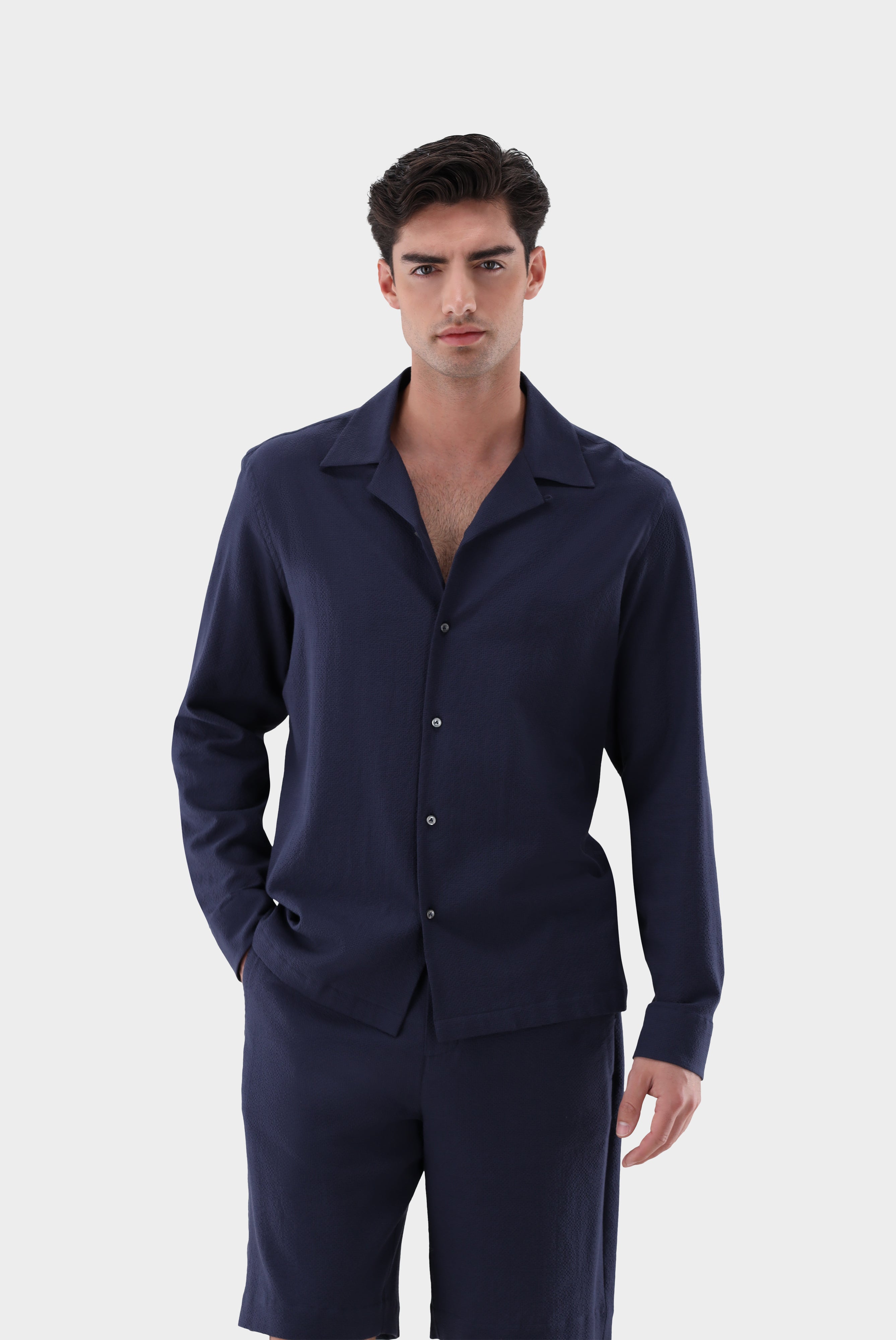 Van Laack-Seersucker-Hemd | mit Reverskragen-Hemden & Blusen-Black-Deal-Outlet-by-ARCHIVIST