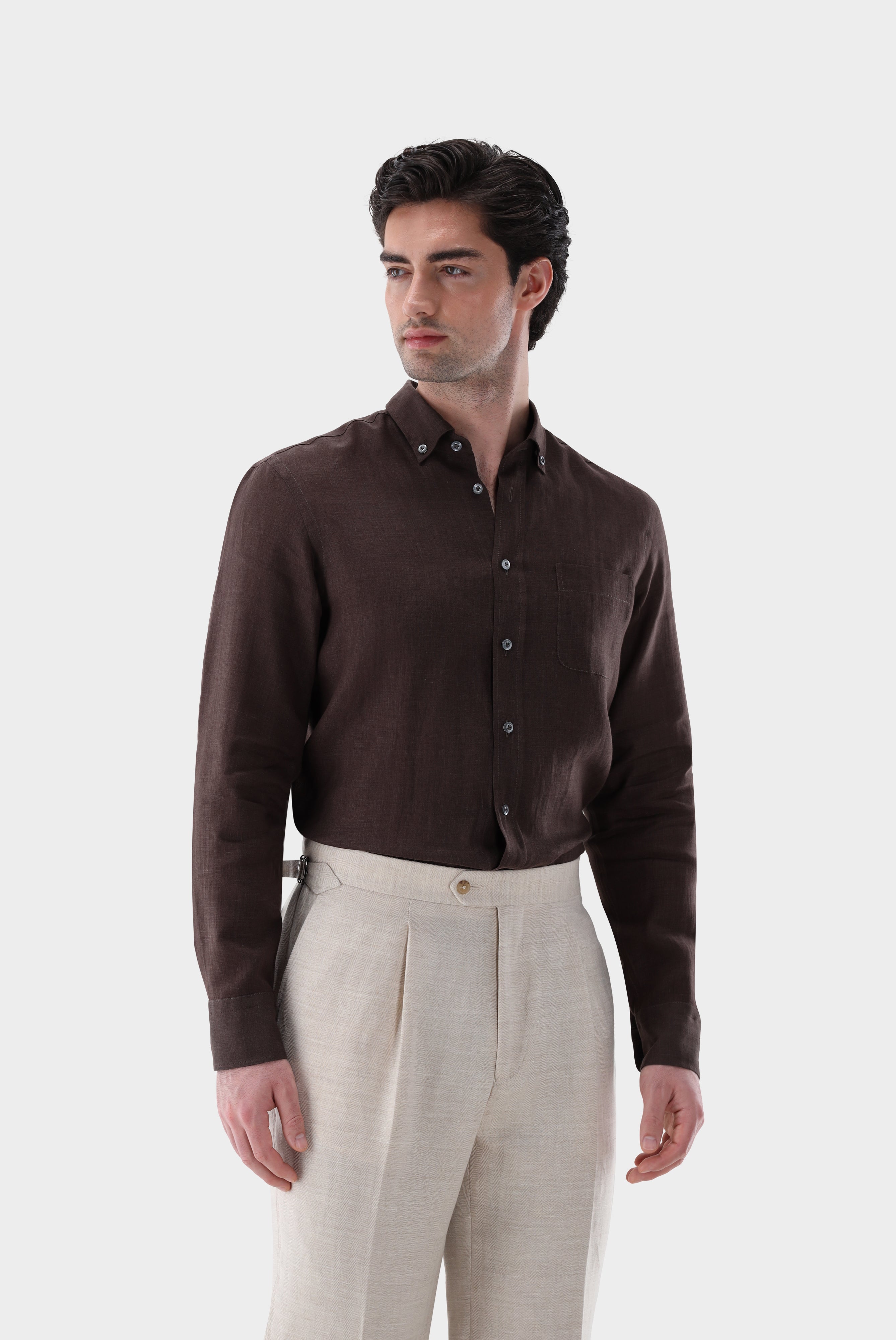 Leinenhemd | mit Button-Down Kragen Tailor Fit