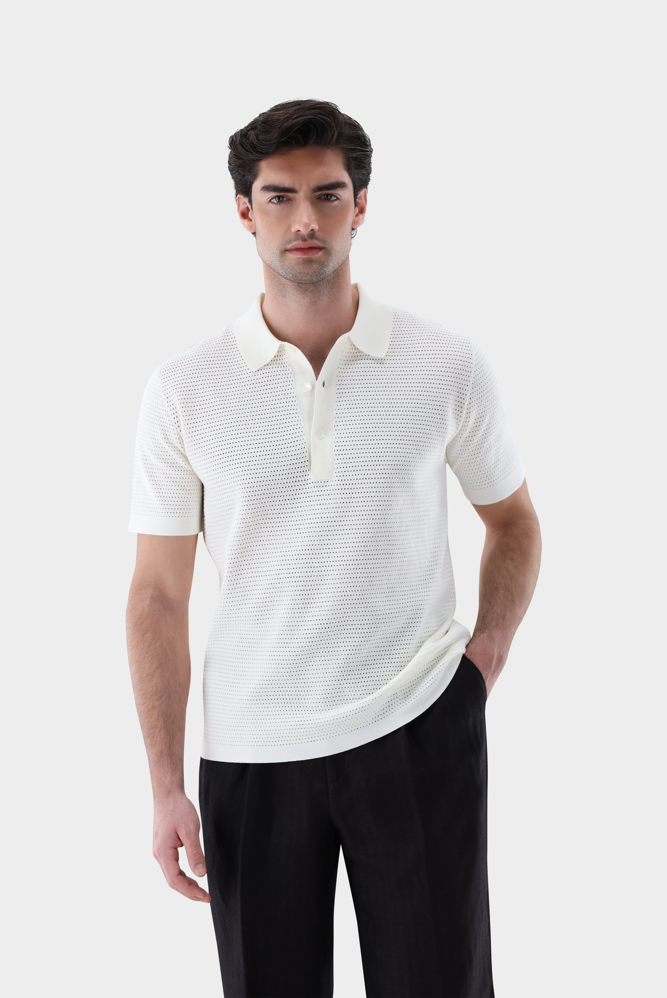 Strick Polo | mit Retro Struktur