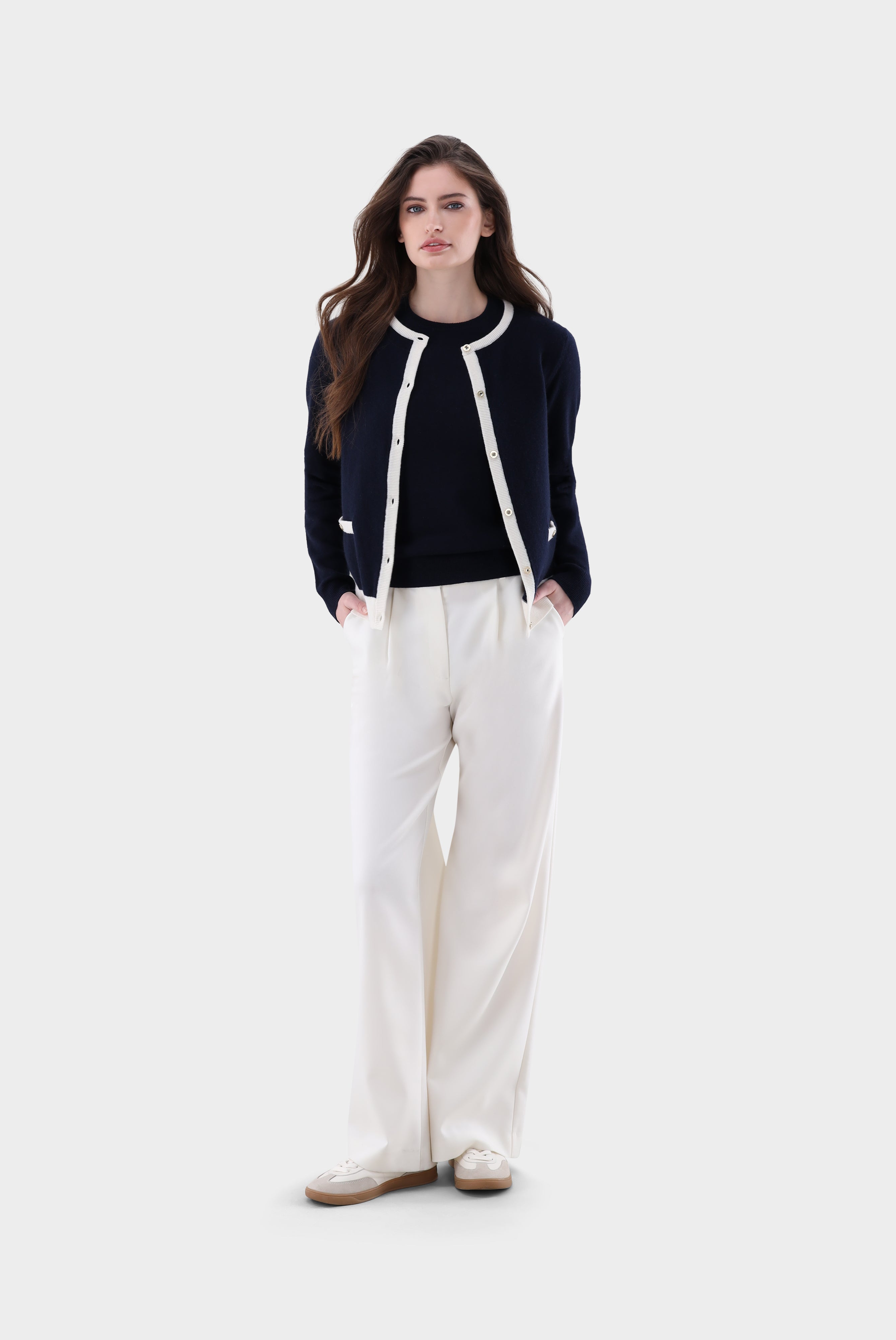 Strickjacke | aus Kaschmir mit Kontrasten-Jacken & Mäntel-Van Laack-OUTLET-navy-XS-ARCHIVIST-ARCHIVE-SALE