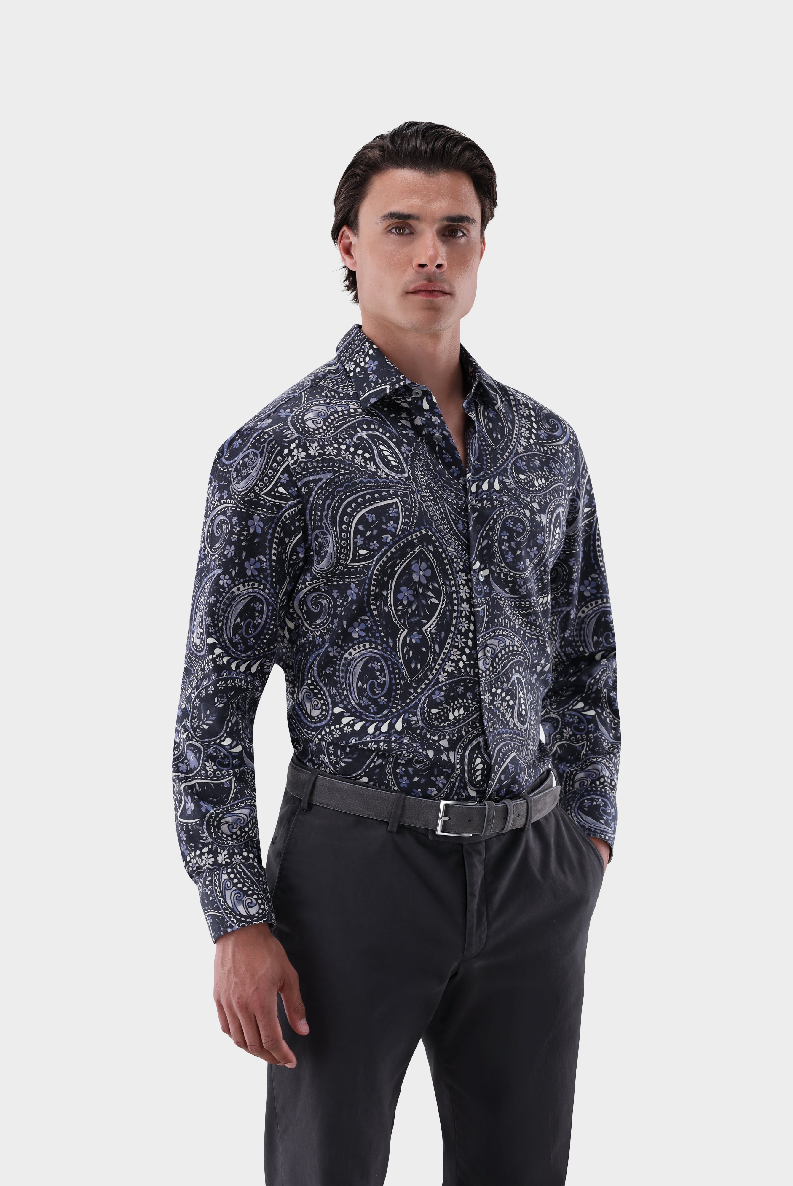 Popeline Hemd | mit Paisley Druck Tailor Fit