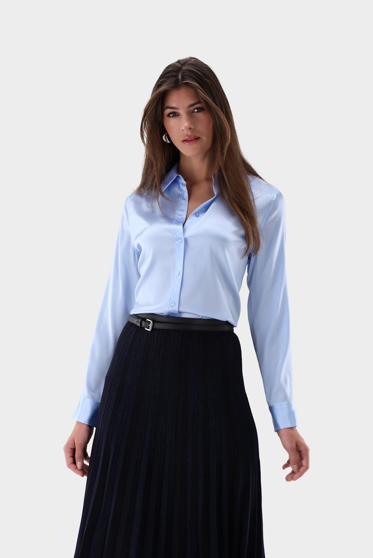 Hemdbluse | aus Seide tailliert-Hemden & Blusen-Van Laack-OUTLET-bleu-34-ARCHIVIST-ARCHIVE-SALE