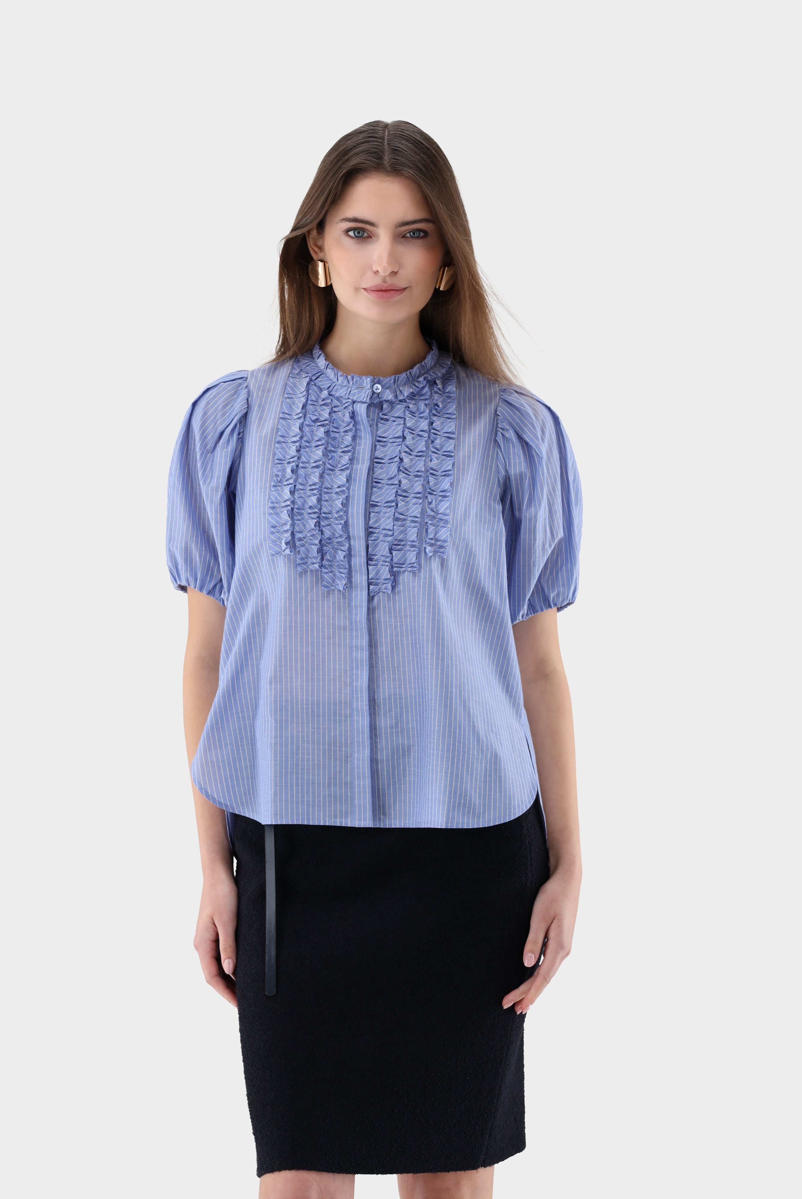 Kurzarm Bluse | mit Rüschen