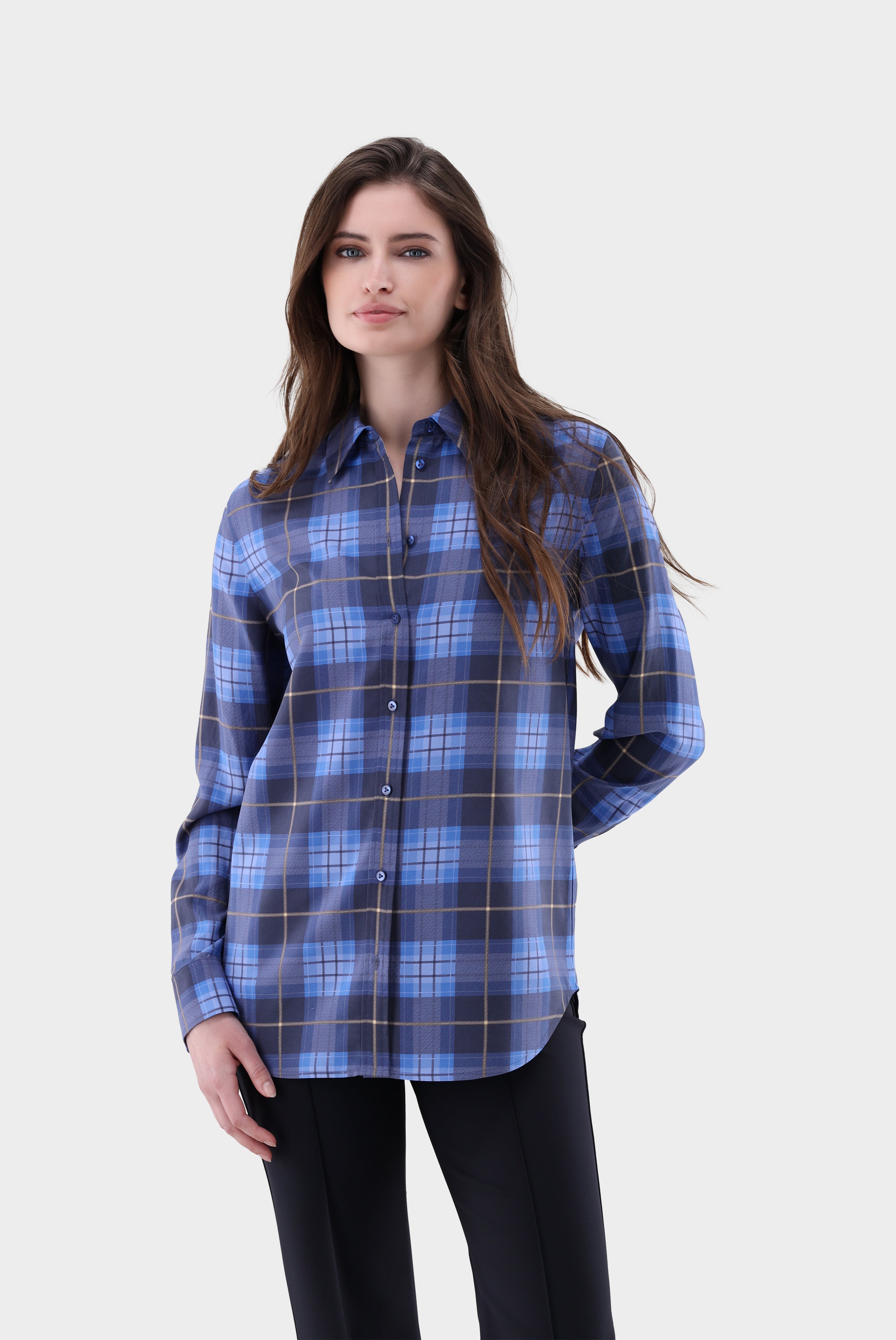 Hemdbluse | aus Seide Kariert