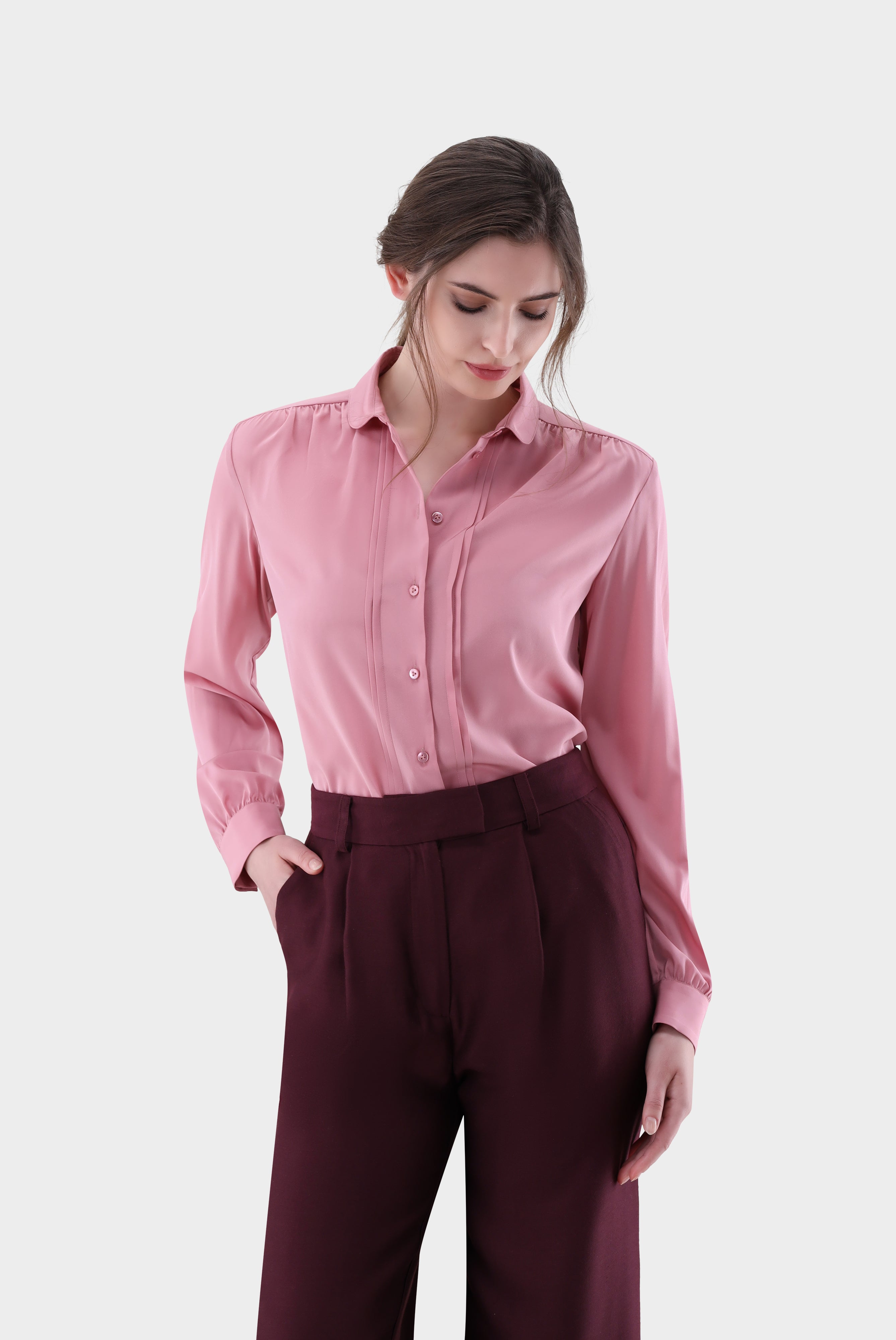 Bluse | aus Seide mit Raffungen-Hemden & Blusen-Van Laack-OUTLET-Flieder/Lila-34-ARCHIVIST-ARCHIVE-SALE