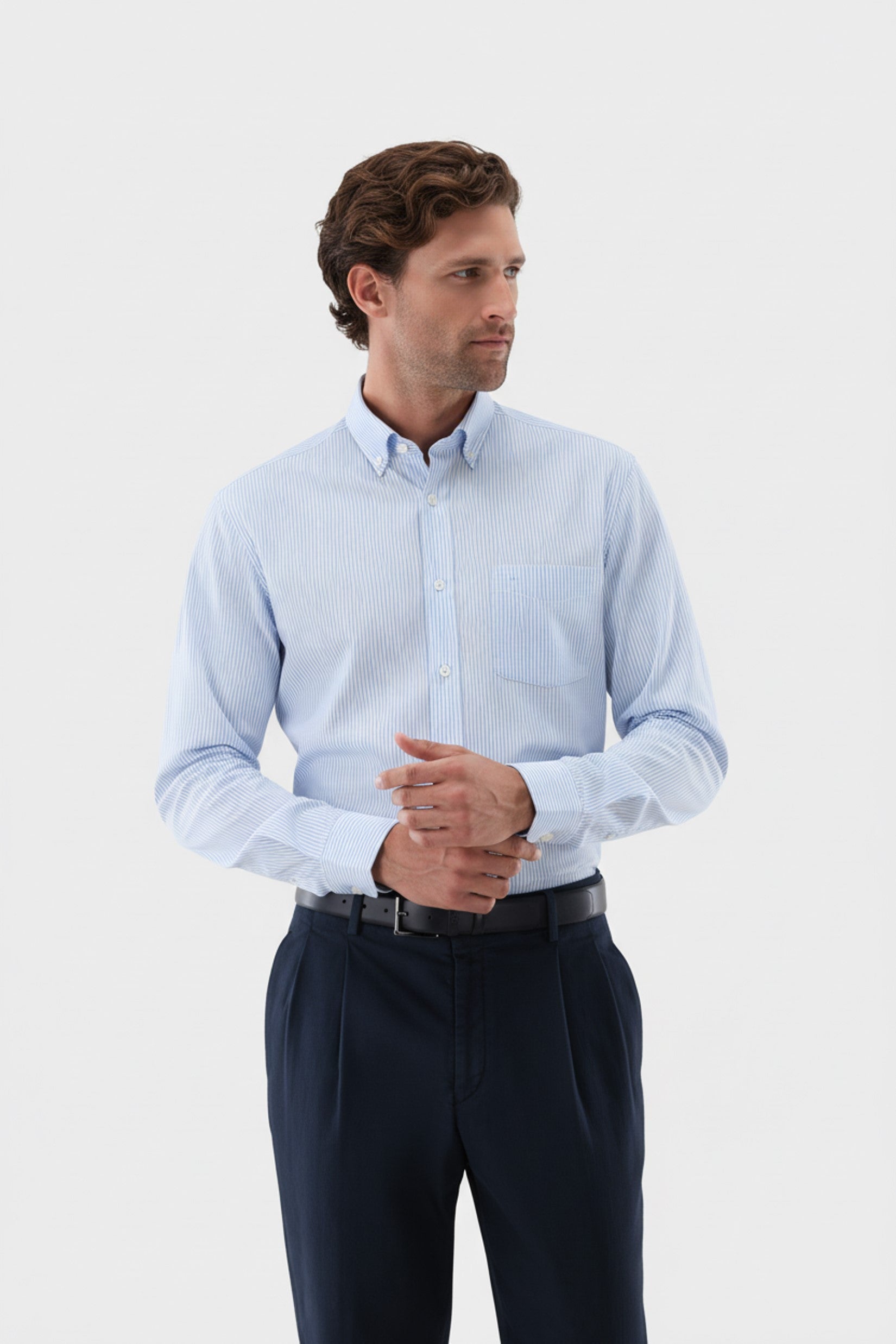 Gestreiftes Oxfordhemd | mit Button-Down Tailor Fit