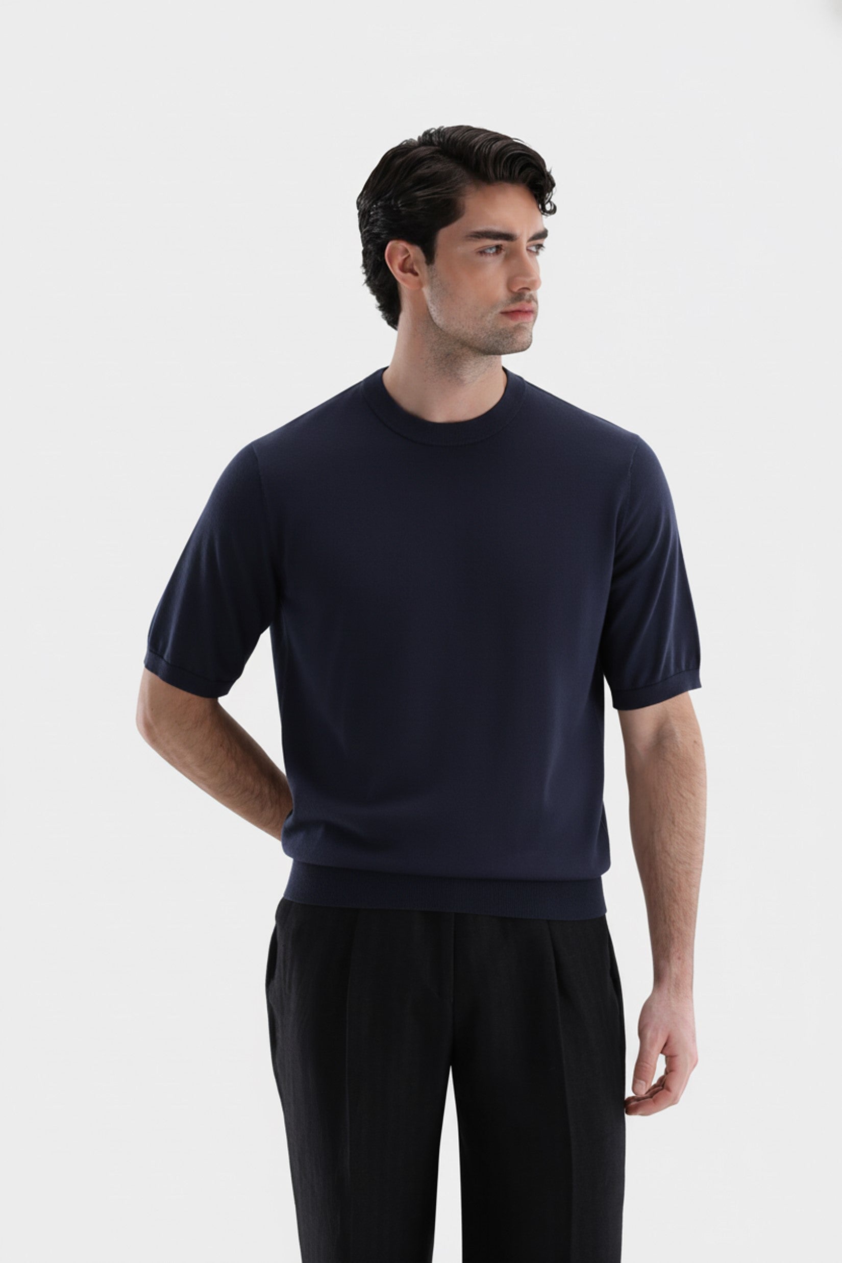 Strick T-Shirt | mit Baumwolle und Seide
