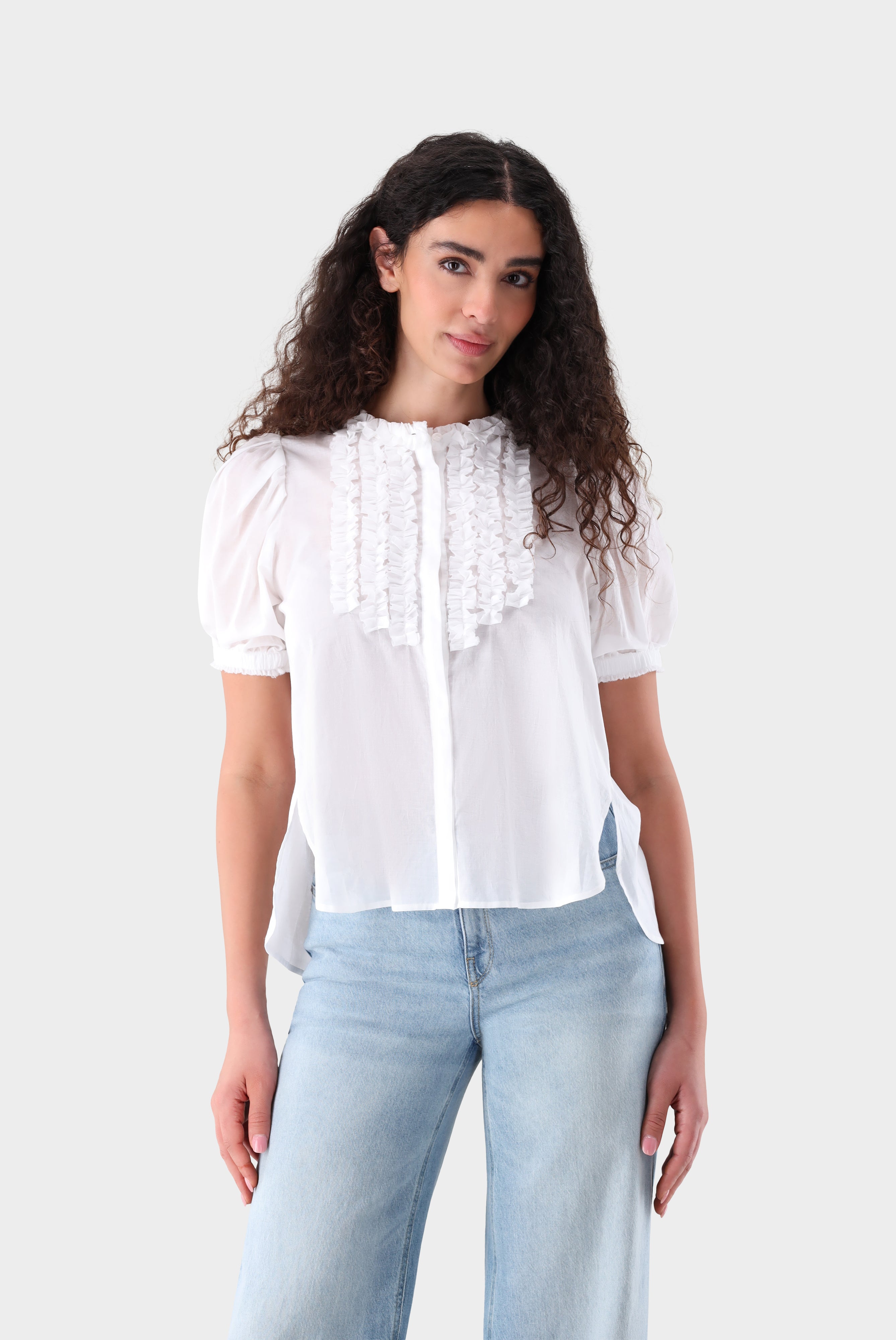 Kurzarm Bluse | mit Rüschen-Hemden & Blusen-Van Laack-OUTLET-Beige-36-ARCHIVIST-ARCHIVE-SALE