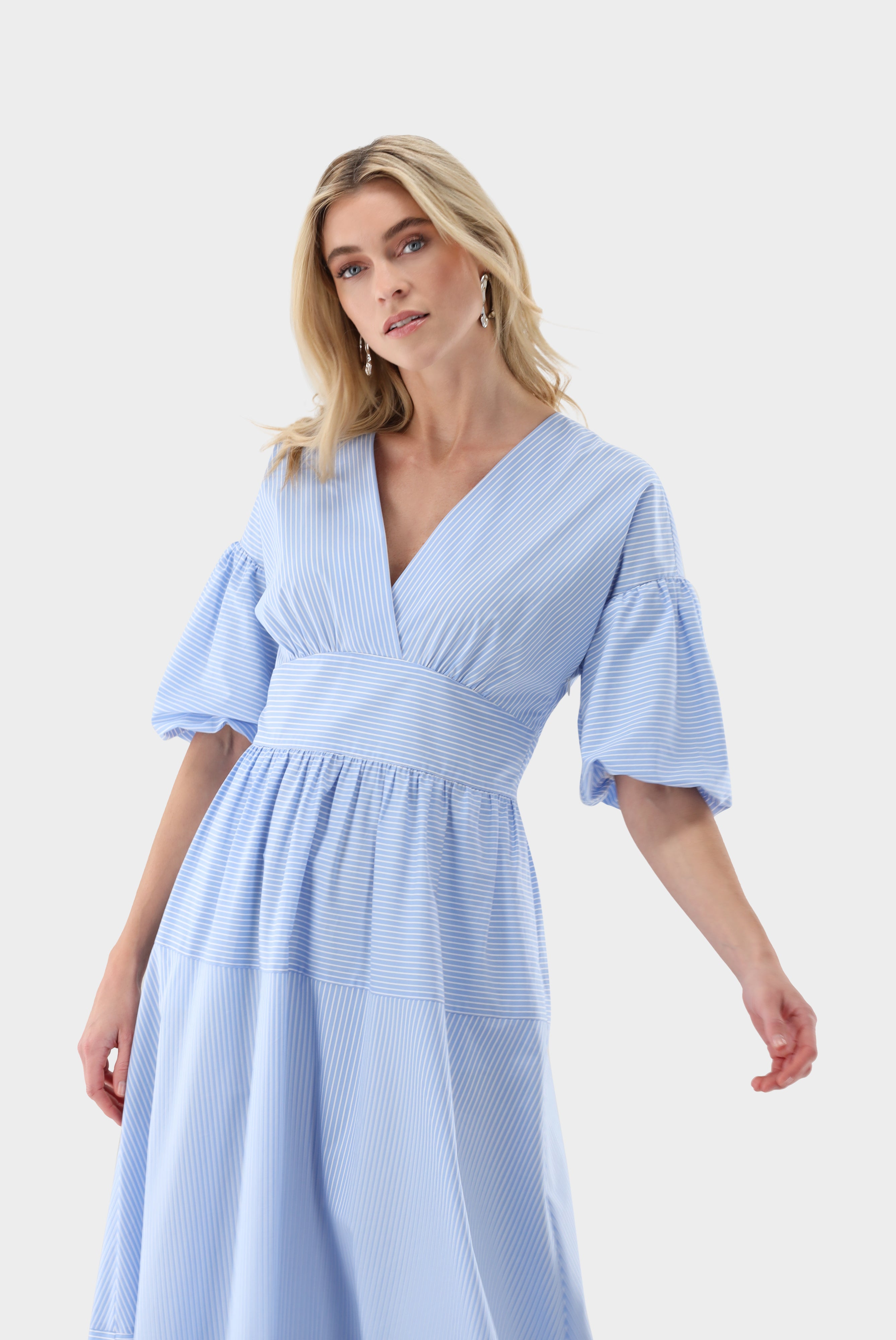 Midikleid | gestreift aus Baumwolle