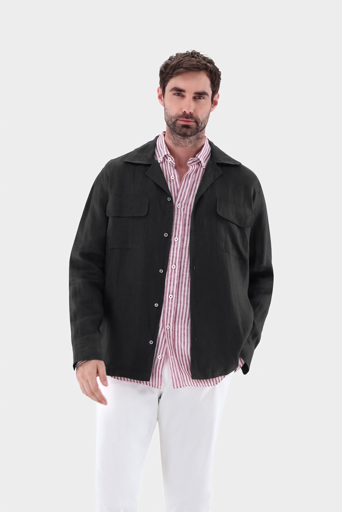 Hemdjacke | mit Reverskragen aus Leinen