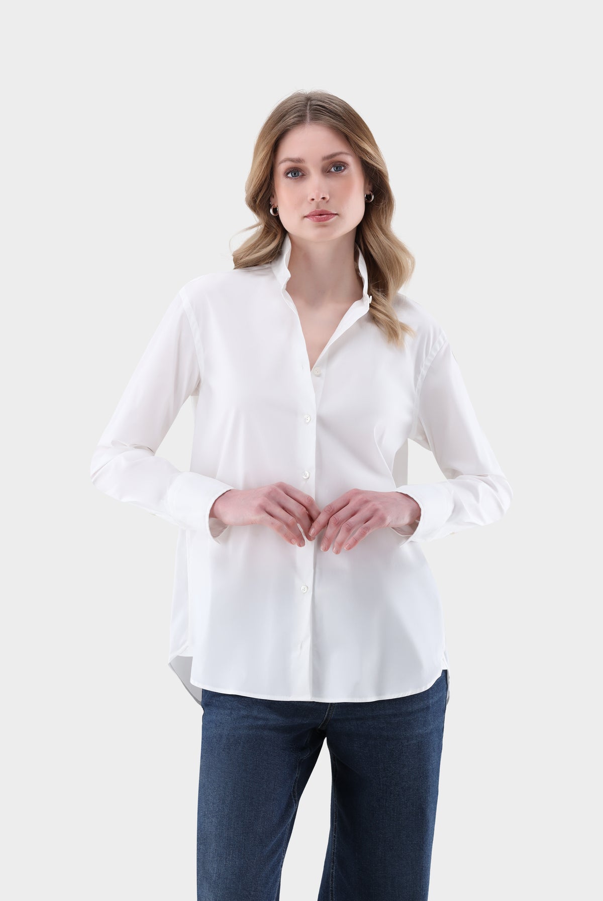 Stehkragenbluse | mit lockerer Passform-Hemden & Blusen-Van Laack-OUTLET-Beige-36-ARCHIVIST-ARCHIVE-SALE