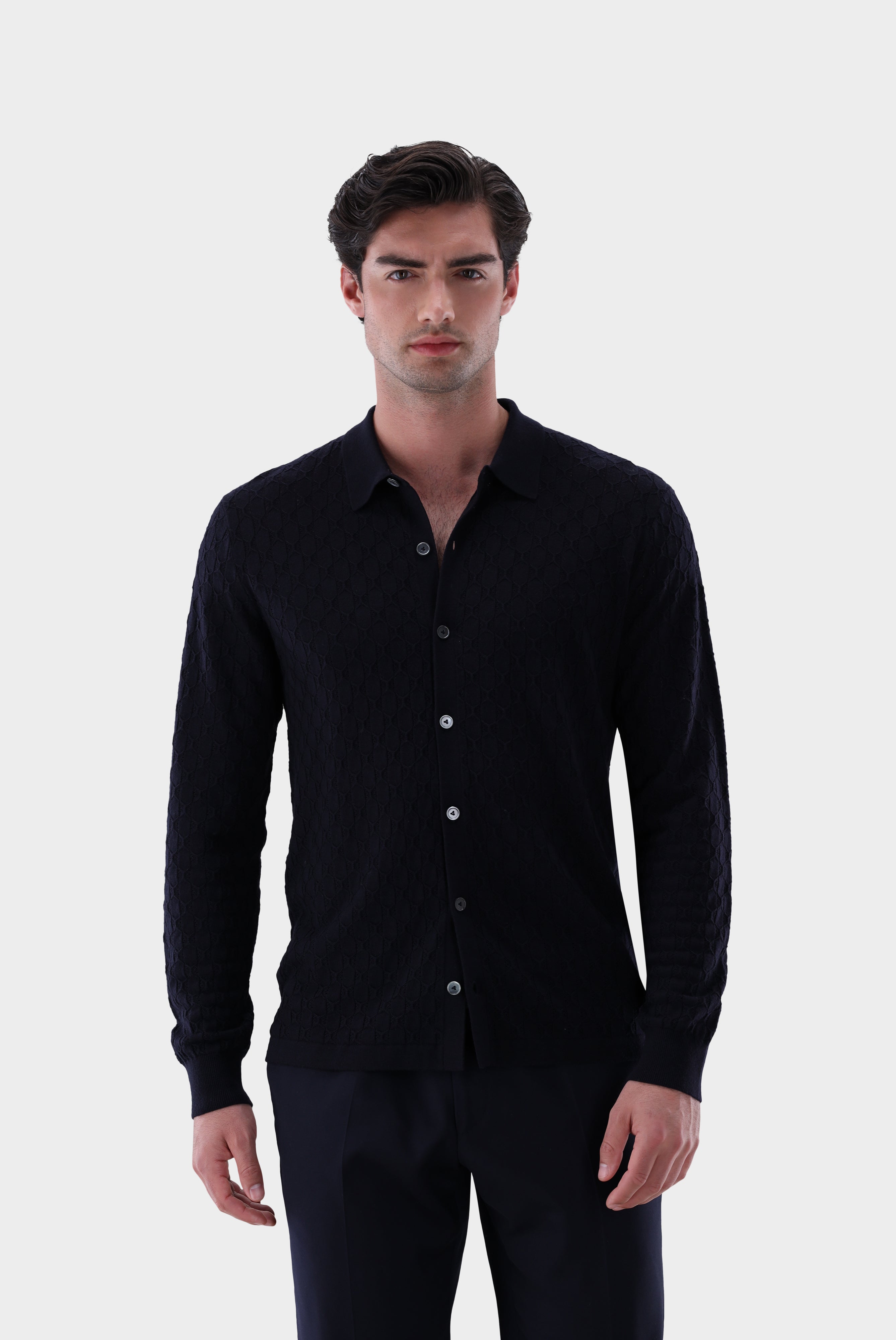 Strickhemd | mit 3-D Struktur-Strick & Pullover-Van Laack-OUTLET-navy-S-ARCHIVIST-ARCHIVE-SALE