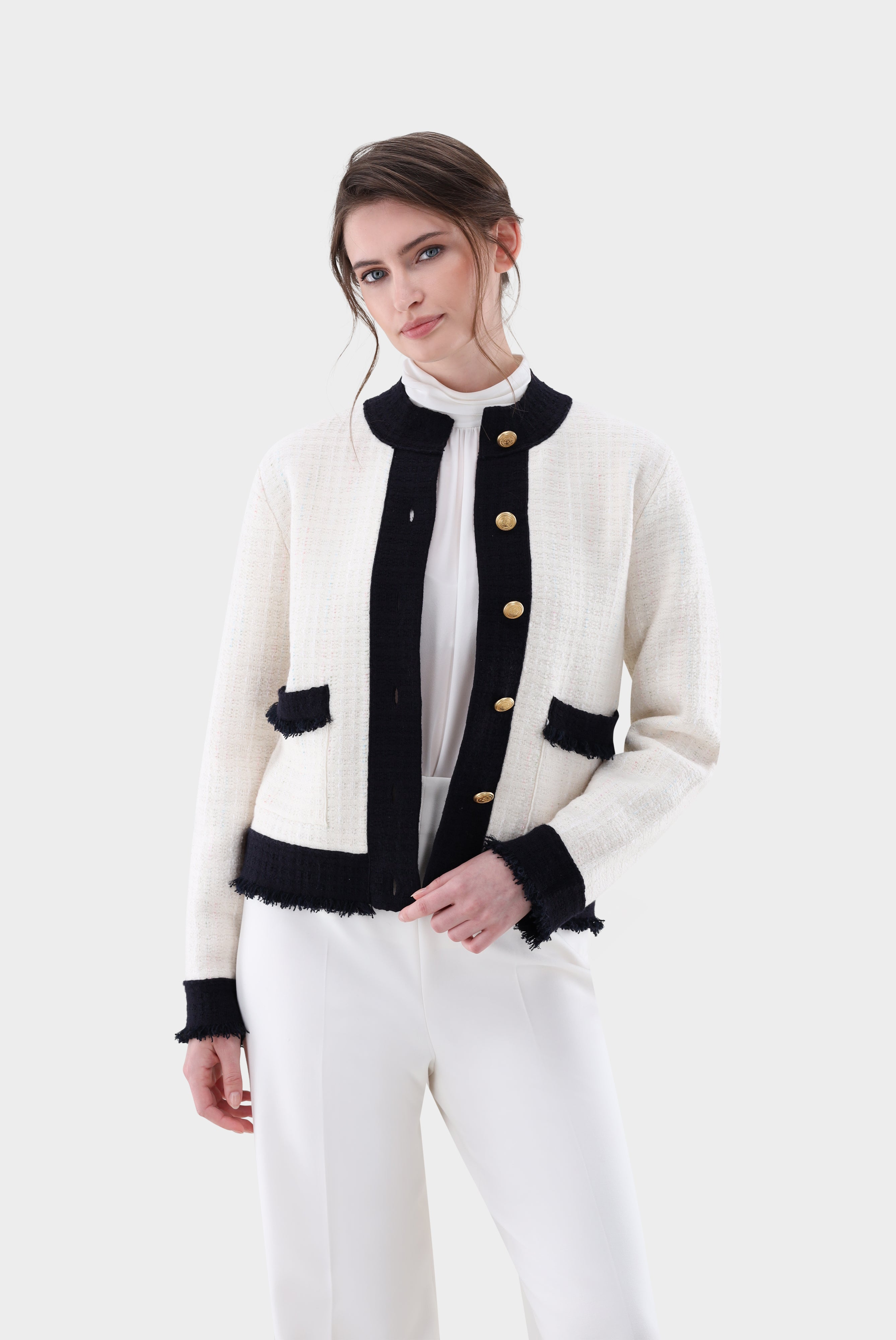 Blazer | aus gestricktem Tweed-Jacken & Mäntel-Van Laack-OUTLET-Beige/Braun-XS-ARCHIVIST-ARCHIVE-SALE