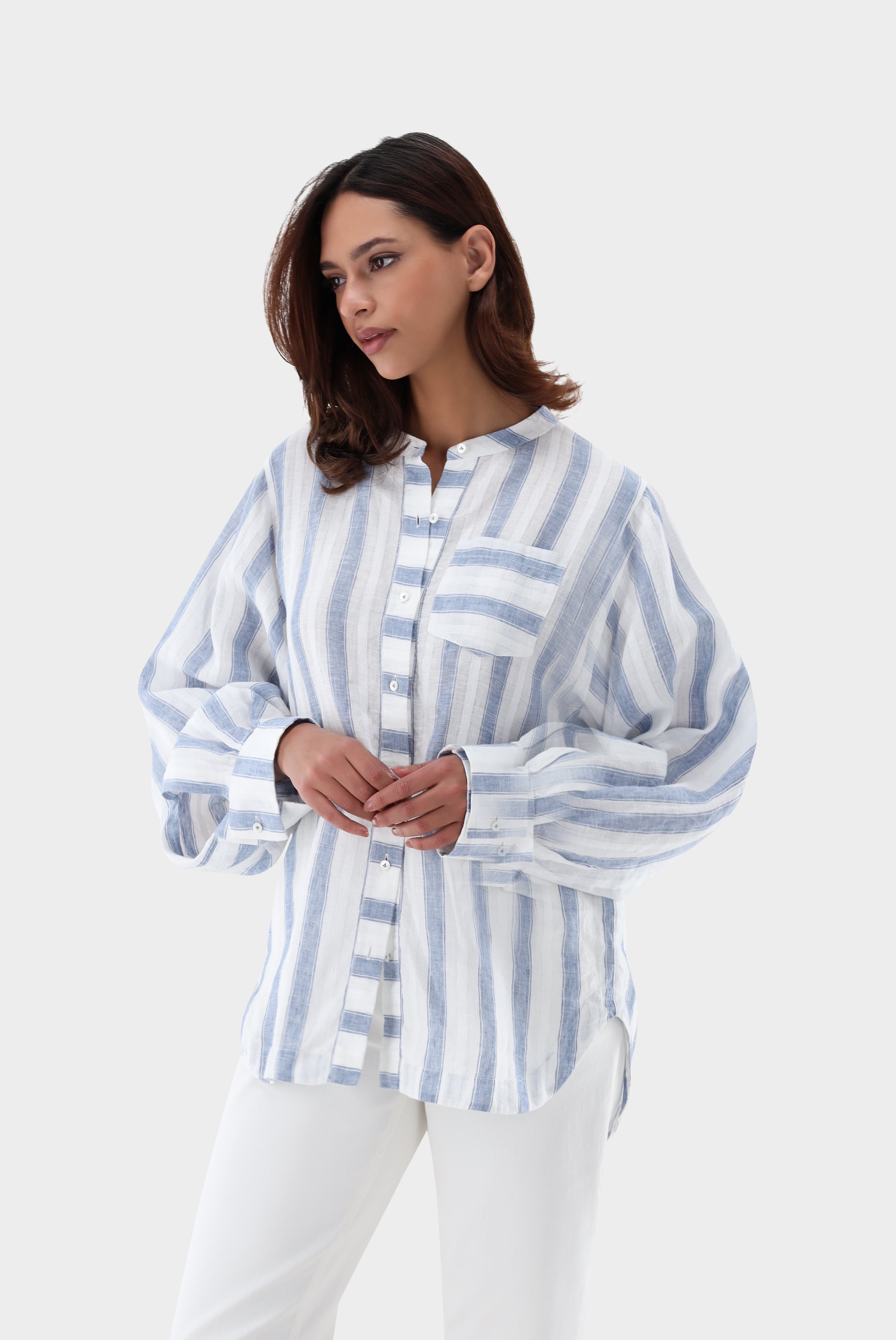 Van Laack-Bluse | oversized gestreift aus Leinen-Hemden & Blusen-Black-Deal-Outlet-by-ARCHIVIST