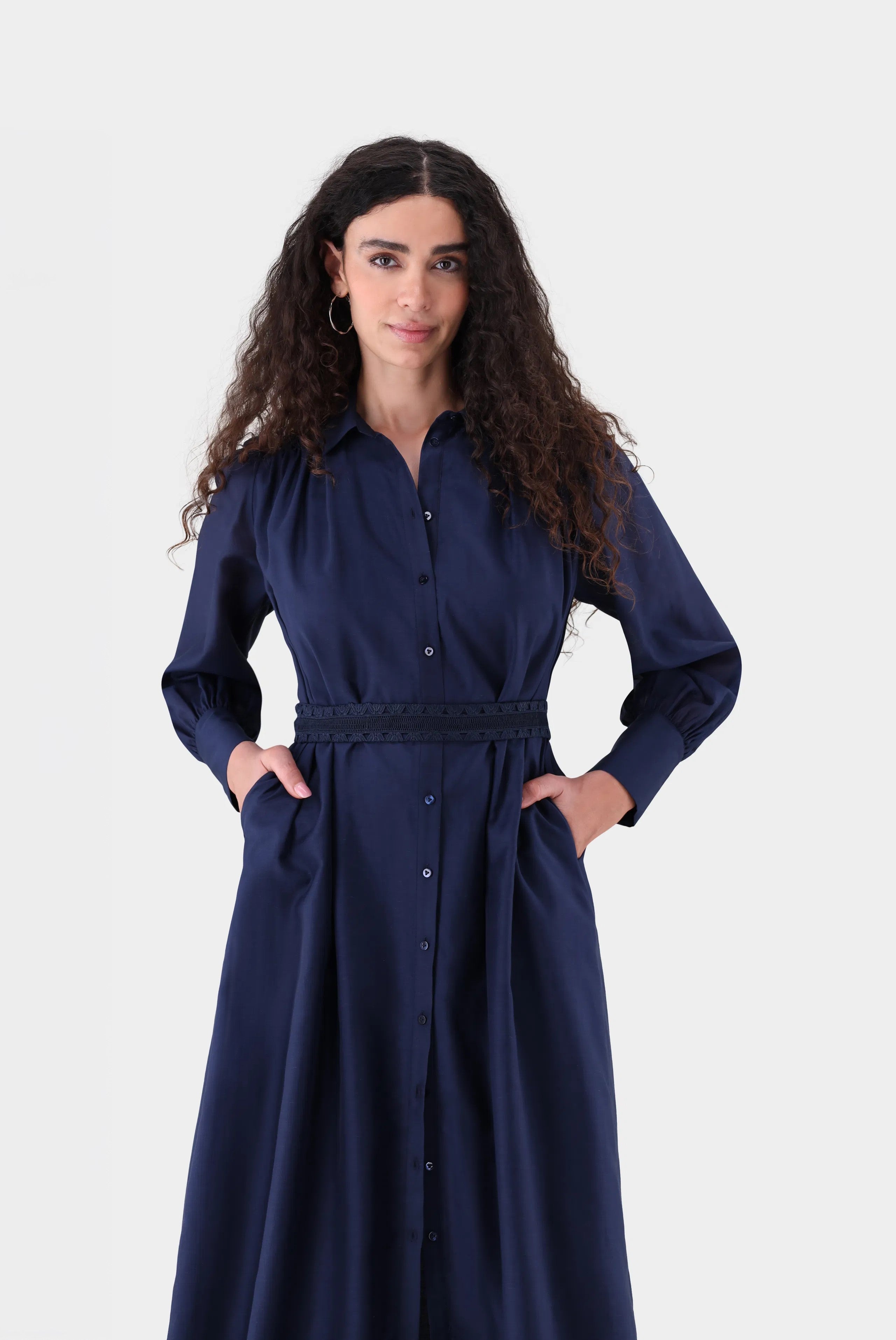 Midi-Hemdblusenkleid | mit Leinen und Tencel™