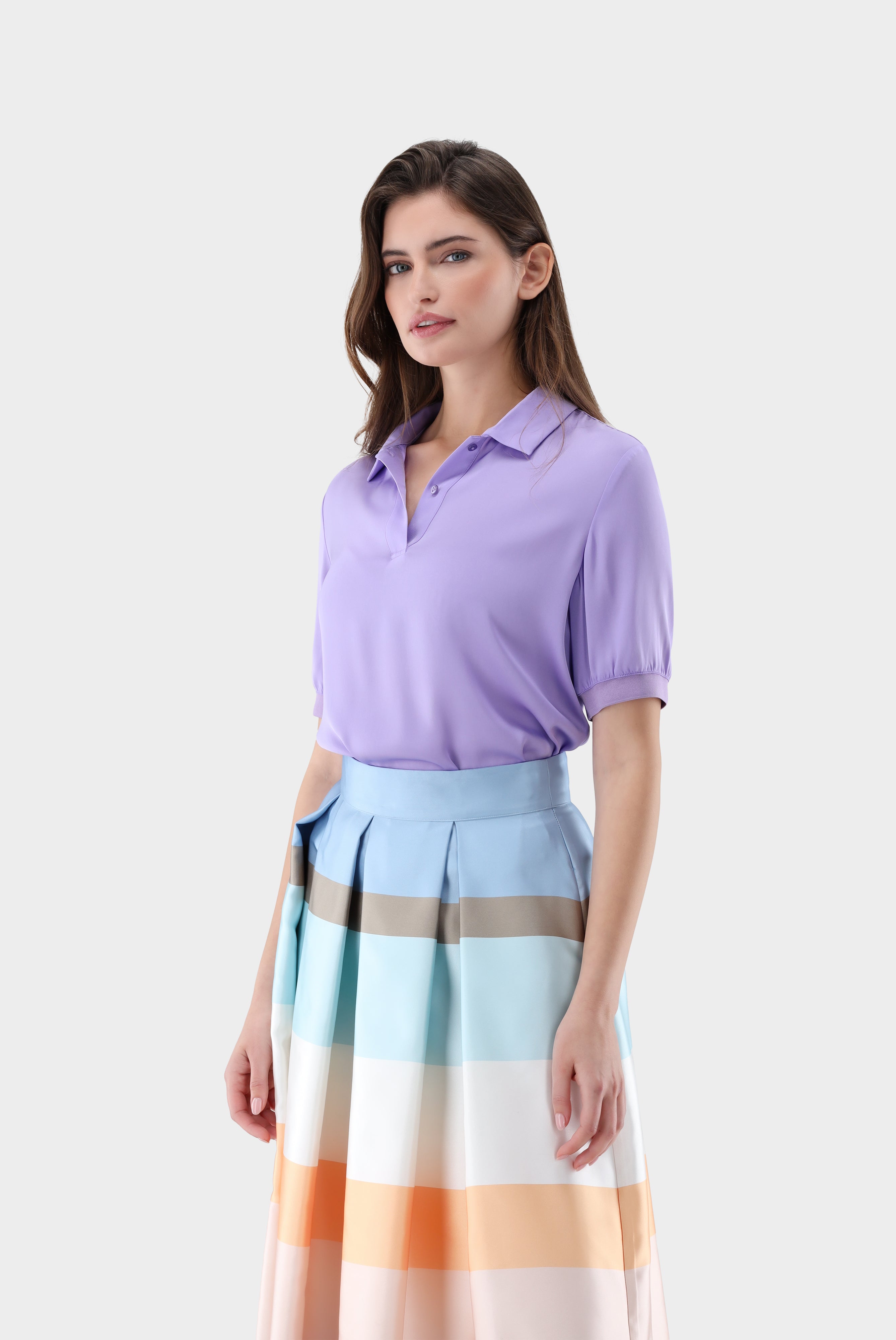 Poloshirt | aus Seidensatin-Hemden & Blusen-Van Laack-OUTLET-Flieder/Lila-36-ARCHIVIST-ARCHIVE-SALE