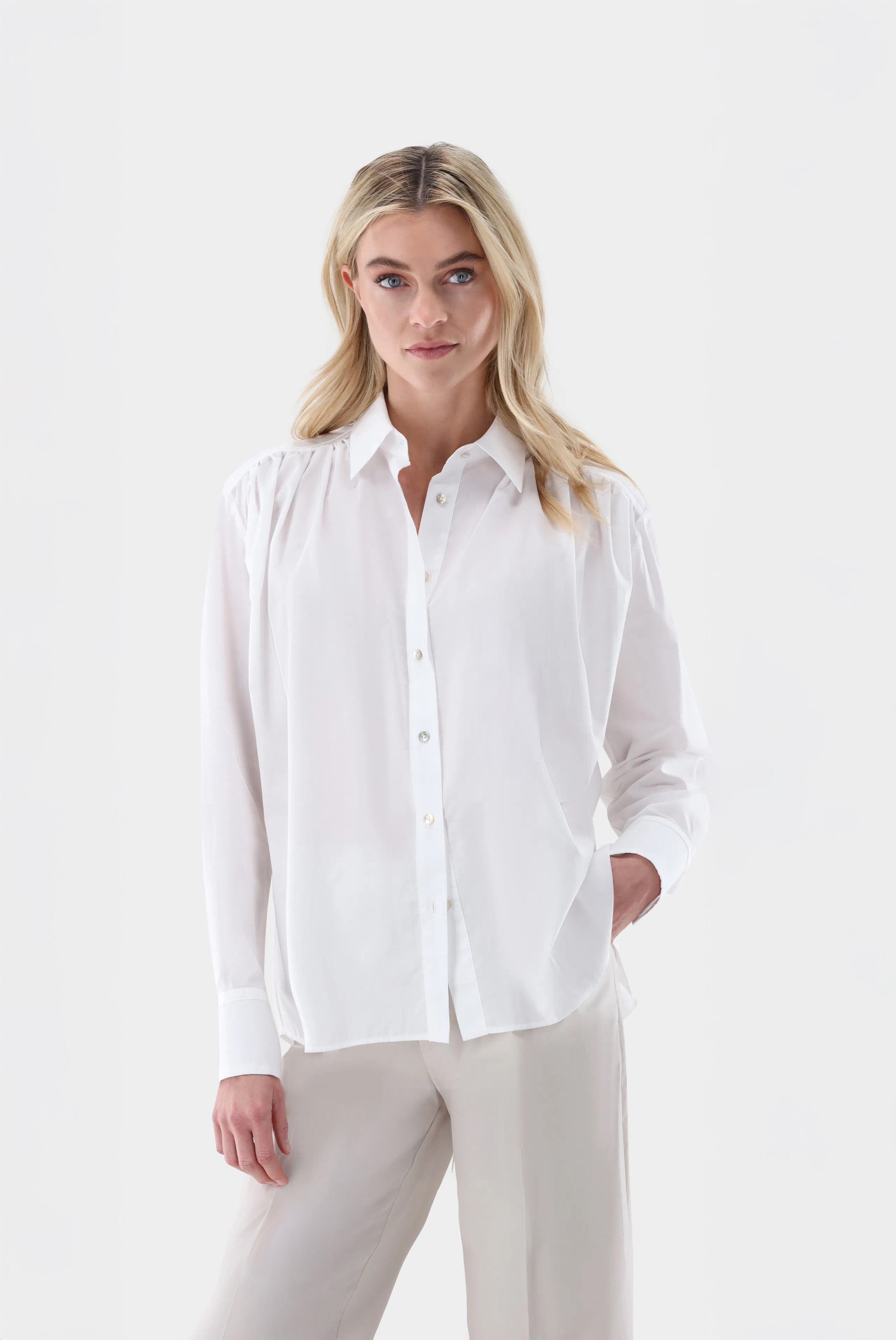 Hemdbluse | mit Raffungen-Hemden & Blusen-Van Laack-OUTLET-Weiß-36-ARCHIVIST-ARCHIVE-SALE